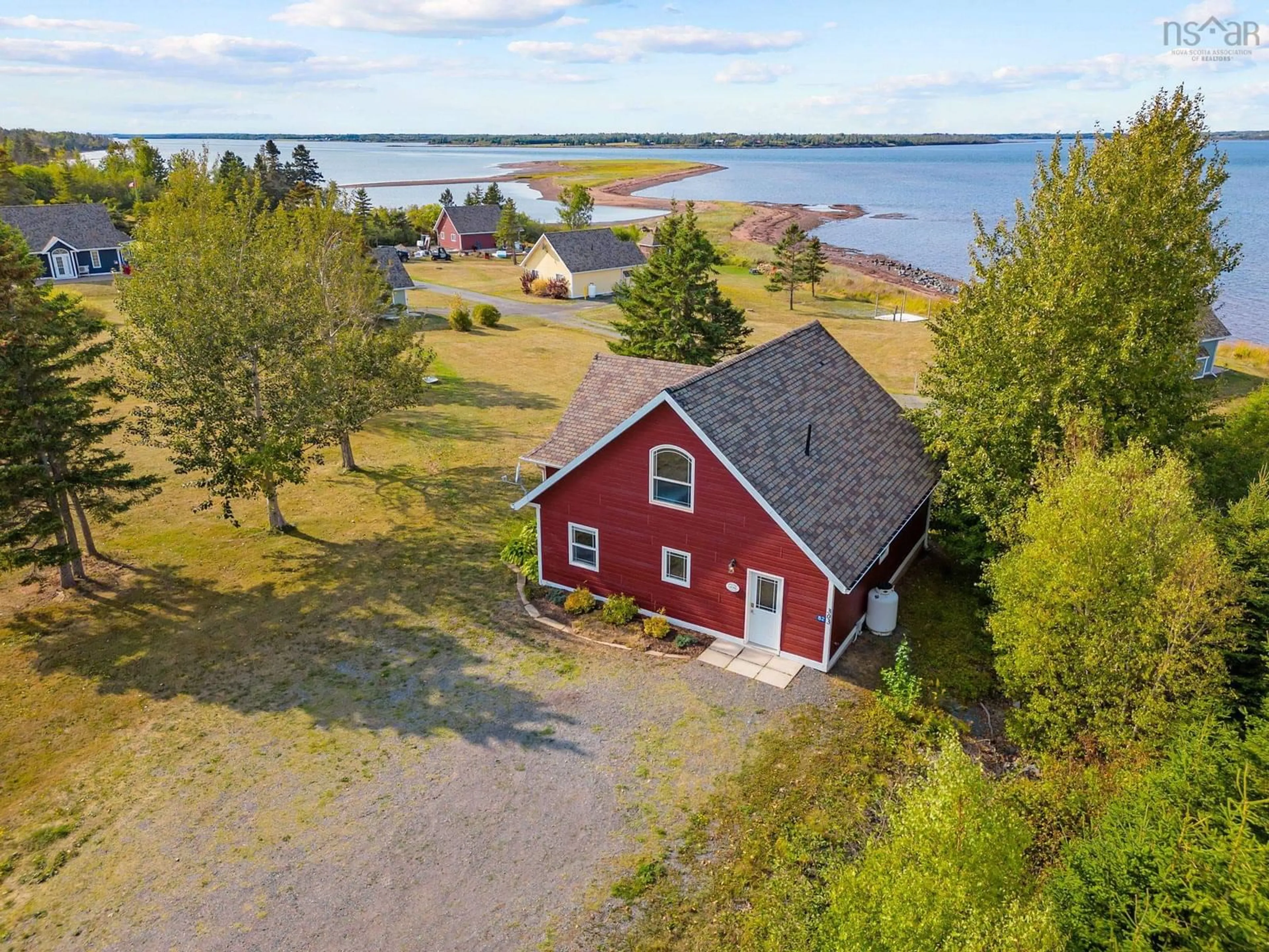 A pic from outside/outdoor area/front of a property/back of a property/a pic from drone, water/lake/river/ocean view for 82 Cambra Lane, North Shore Nova Scotia B0K 1E0