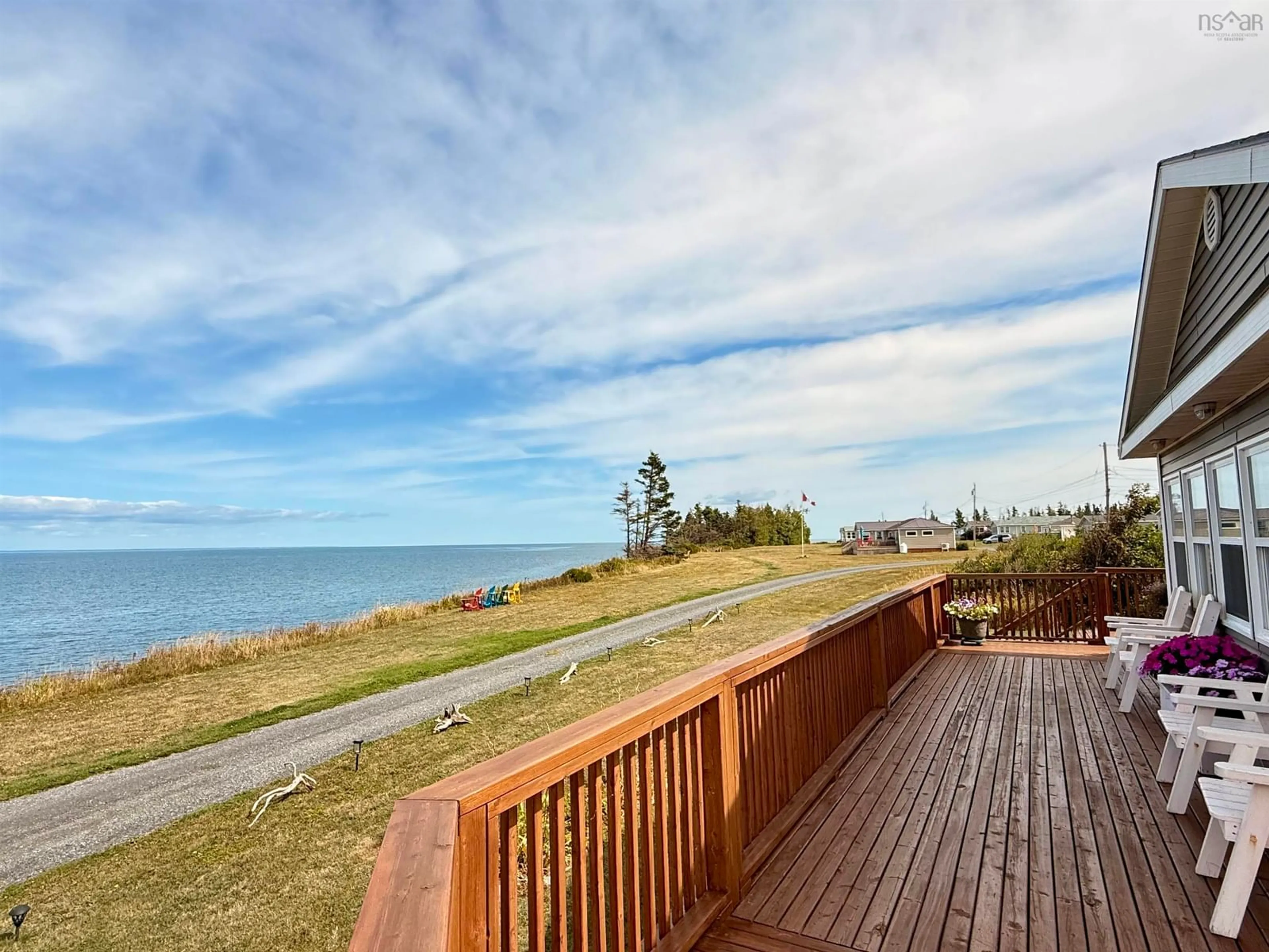 Patio, water/lake/river/ocean view for 6 Seashell Lane, Caribou River Nova Scotia B0K 1H0