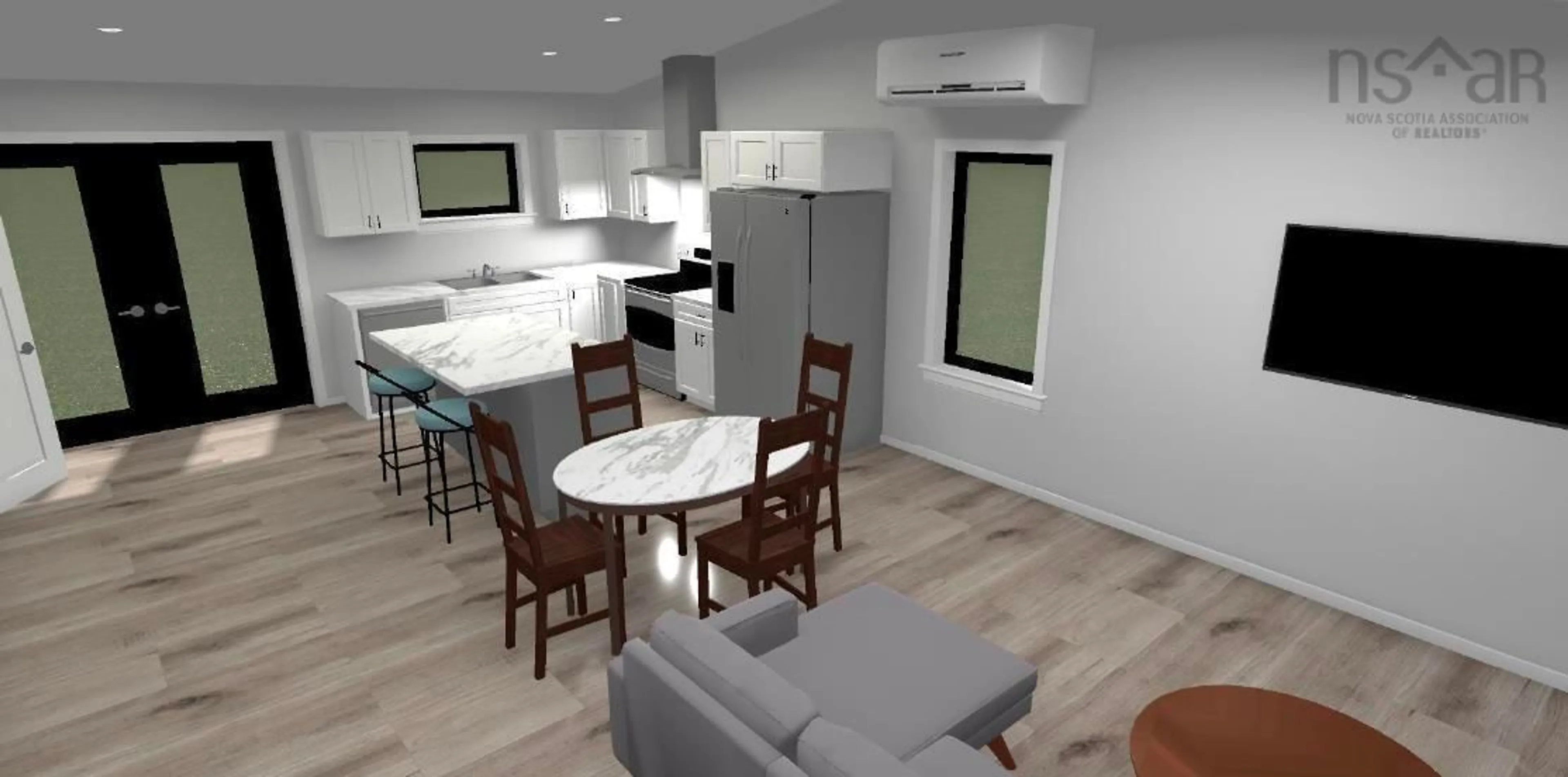 Open concept kitchen, wood/laminate floor for 633 Ross Creek Rd, Ross Creek Nova Scotia B0P 1H0