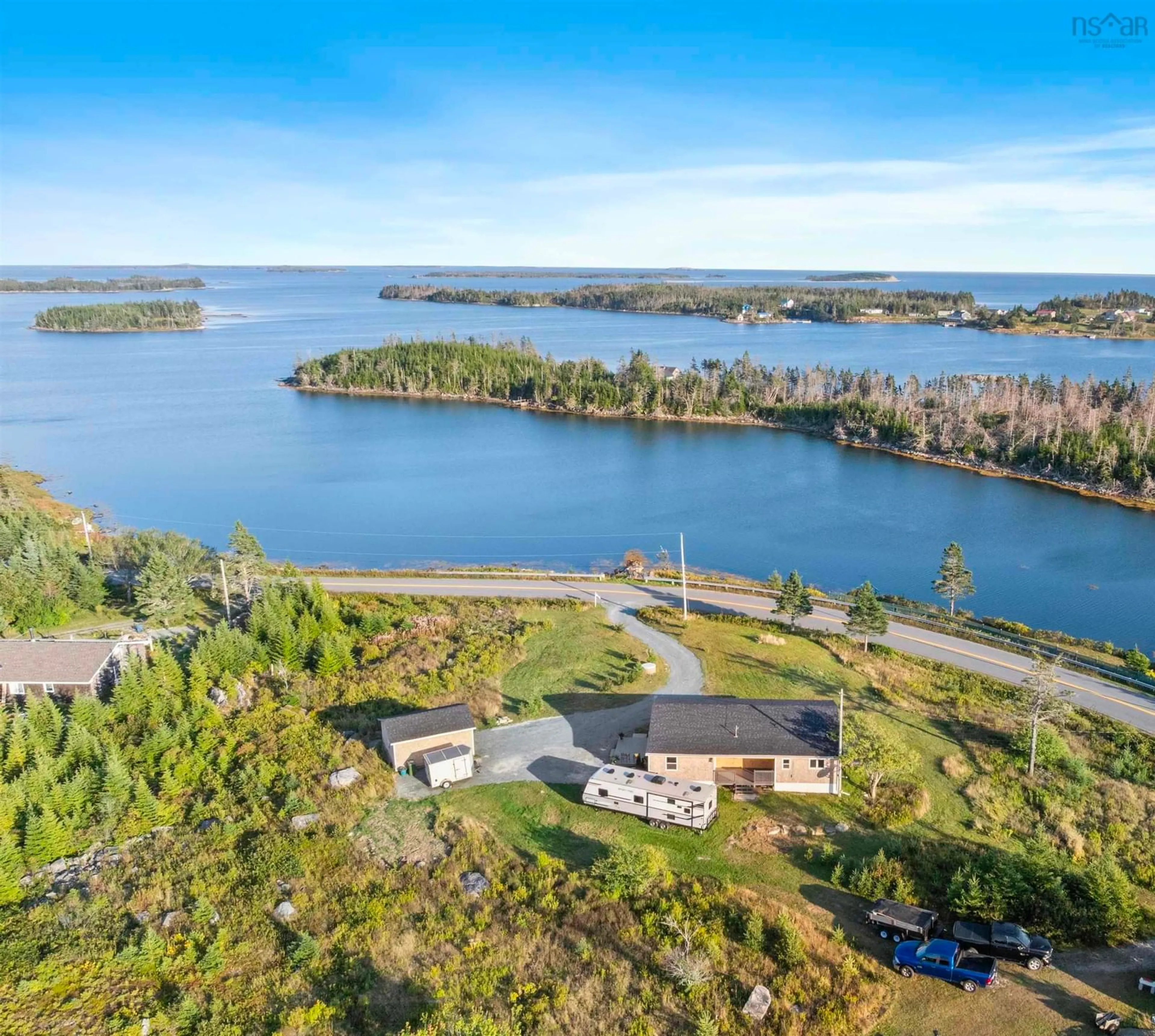 A pic from outside/outdoor area/front of a property/back of a property/a pic from drone, water/lake/river/ocean view for 1303 Passage Rd, Sheet Harbour Nova Scotia B0J 3B0