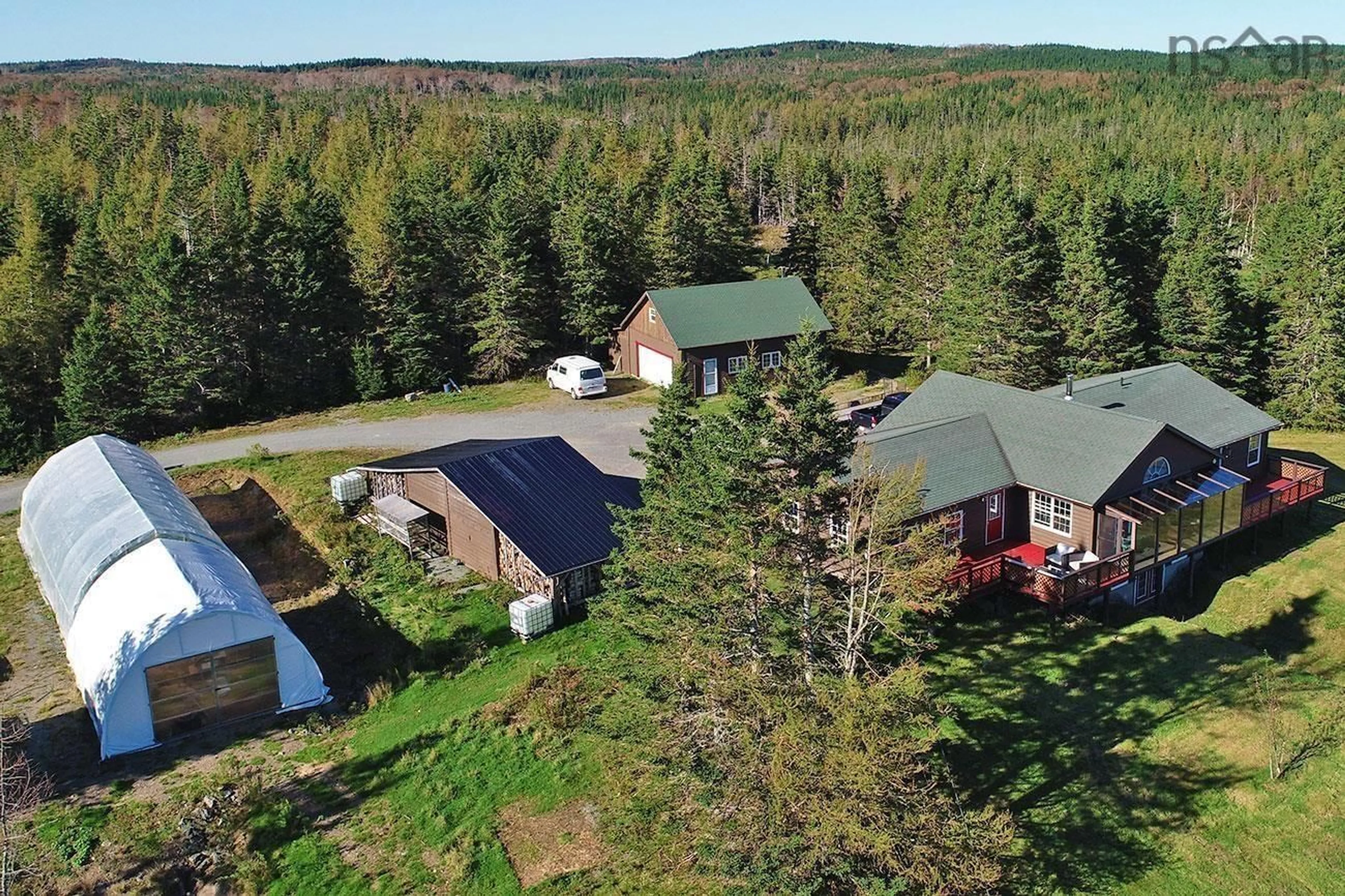 A pic from outside/outdoor area/front of a property/back of a property/a pic from drone, forest/trees view for 923 Soldiers Cove Rd, Lewis Cove Road Nova Scotia B0E 3B0