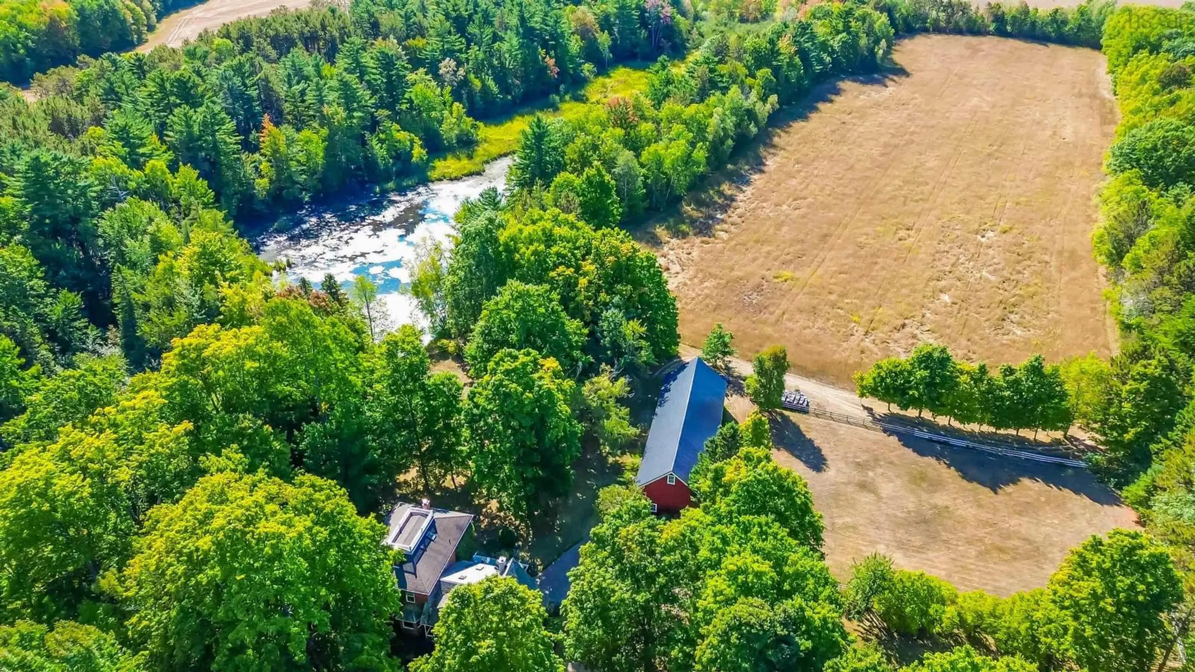 A pic from outside/outdoor area/front of a property/back of a property/a pic from drone, forest/trees view for 35 Shaw Rd, East Berwick Nova Scotia B0P 1E0