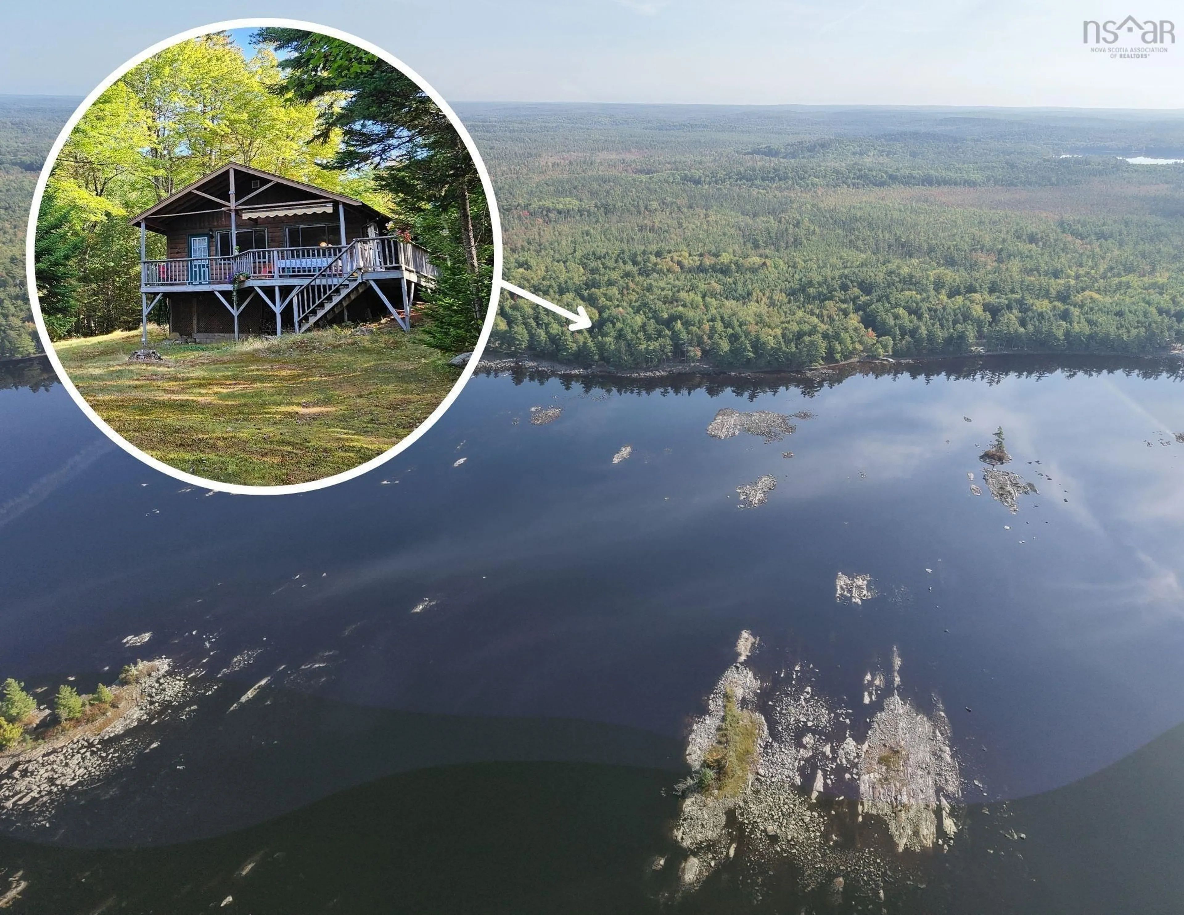 A pic from outside/outdoor area/front of a property/back of a property/a pic from drone, water/lake/river/ocean view for 514 Meaugher One Rd, Hibernia Nova Scotia B0T 1B0