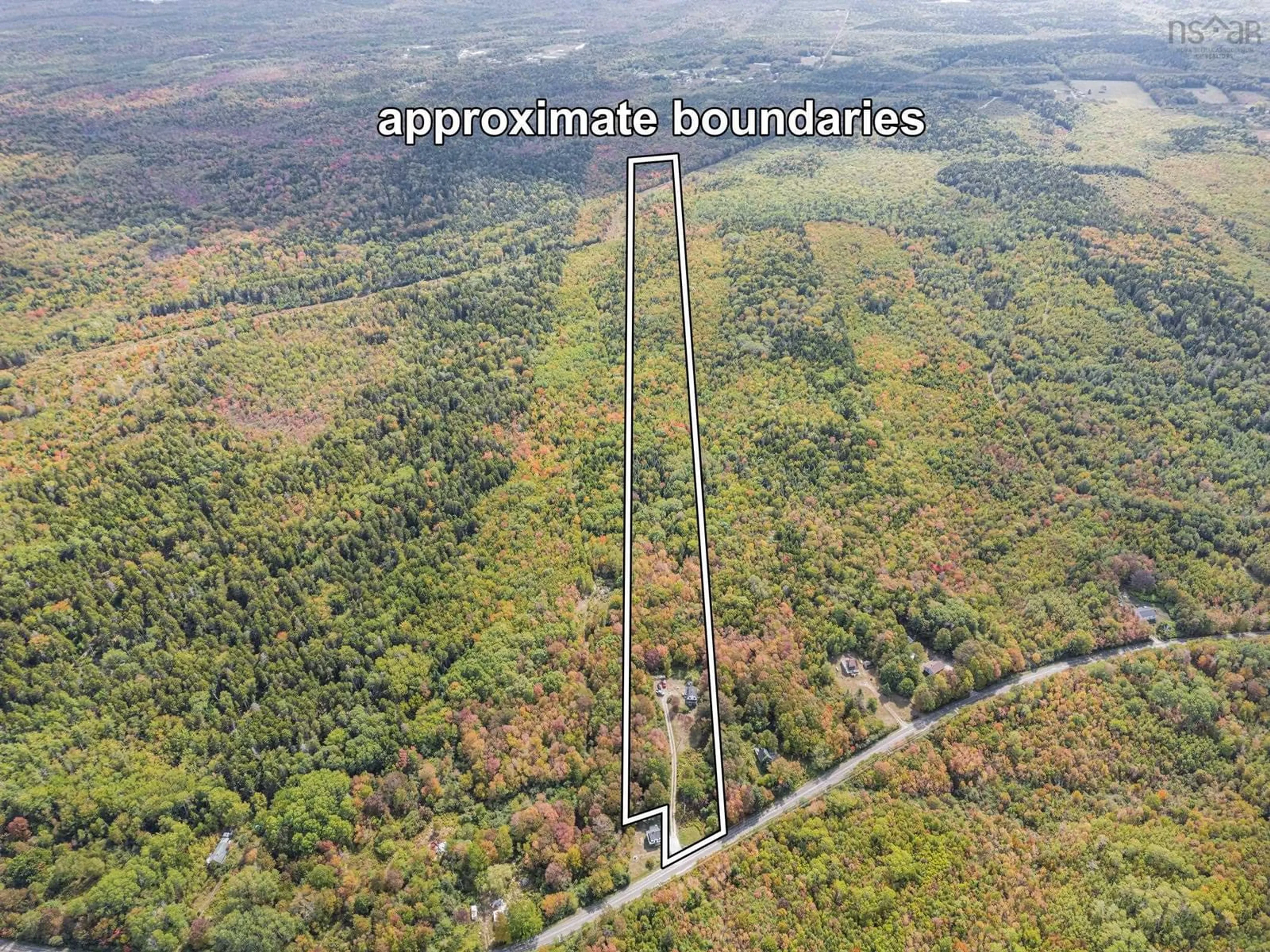 A pic from outside/outdoor area/front of a property/back of a property/a pic from drone, forest/trees view for 534 Weymouth Falls Road, Weymouth Nova Scotia B0W 3T0