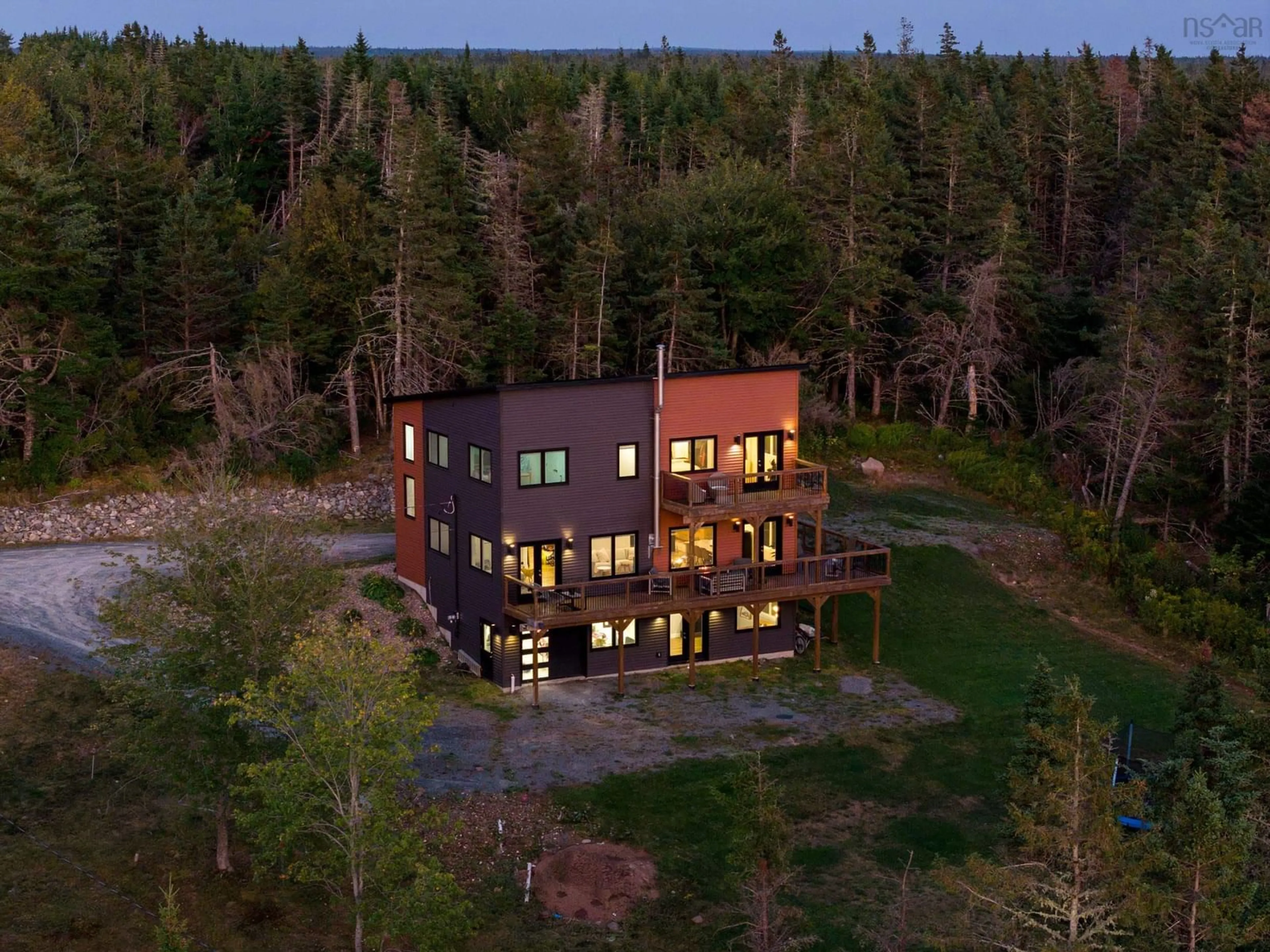 A pic from outside/outdoor area/front of a property/back of a property/a pic from drone, forest/trees view for 90 Mineswood Lane, East Chezzetcook Nova Scotia B0J 2L0