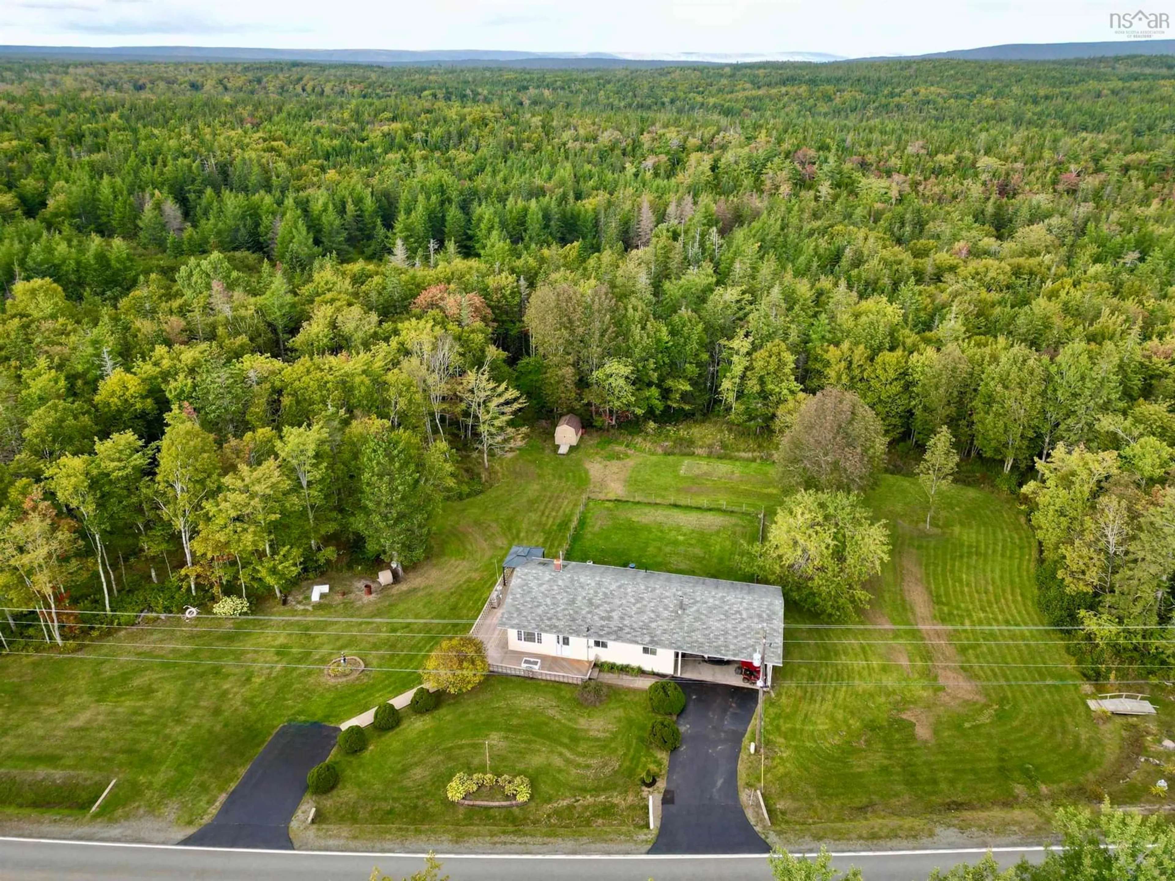 A pic from outside/outdoor area/front of a property/back of a property/a pic from drone, forest/trees view for 5585 Highway 4, Kempt Road Nova Scotia B0E 1J0
