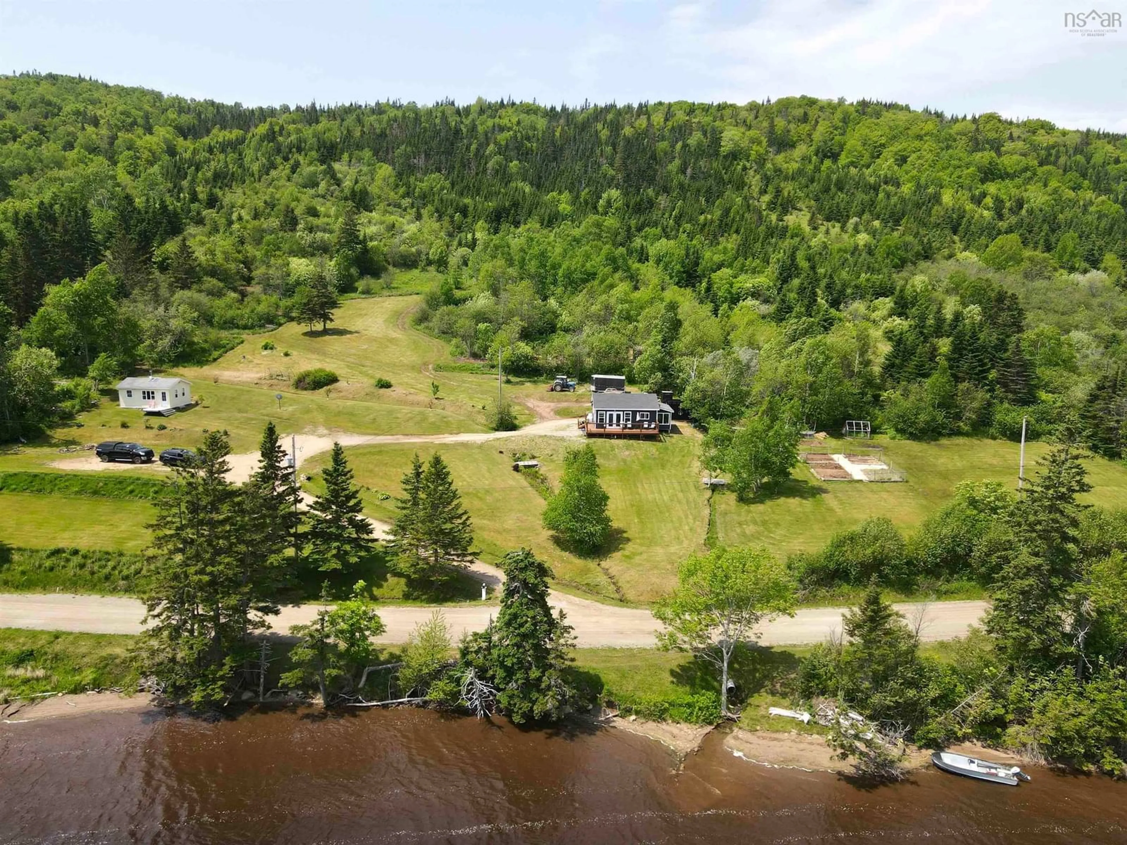 A pic from outside/outdoor area/front of a property/back of a property/a pic from drone, water/lake/river/ocean view for 222 Benacadie West Rd, Benacadie Pond Nova Scotia B1T 1H1