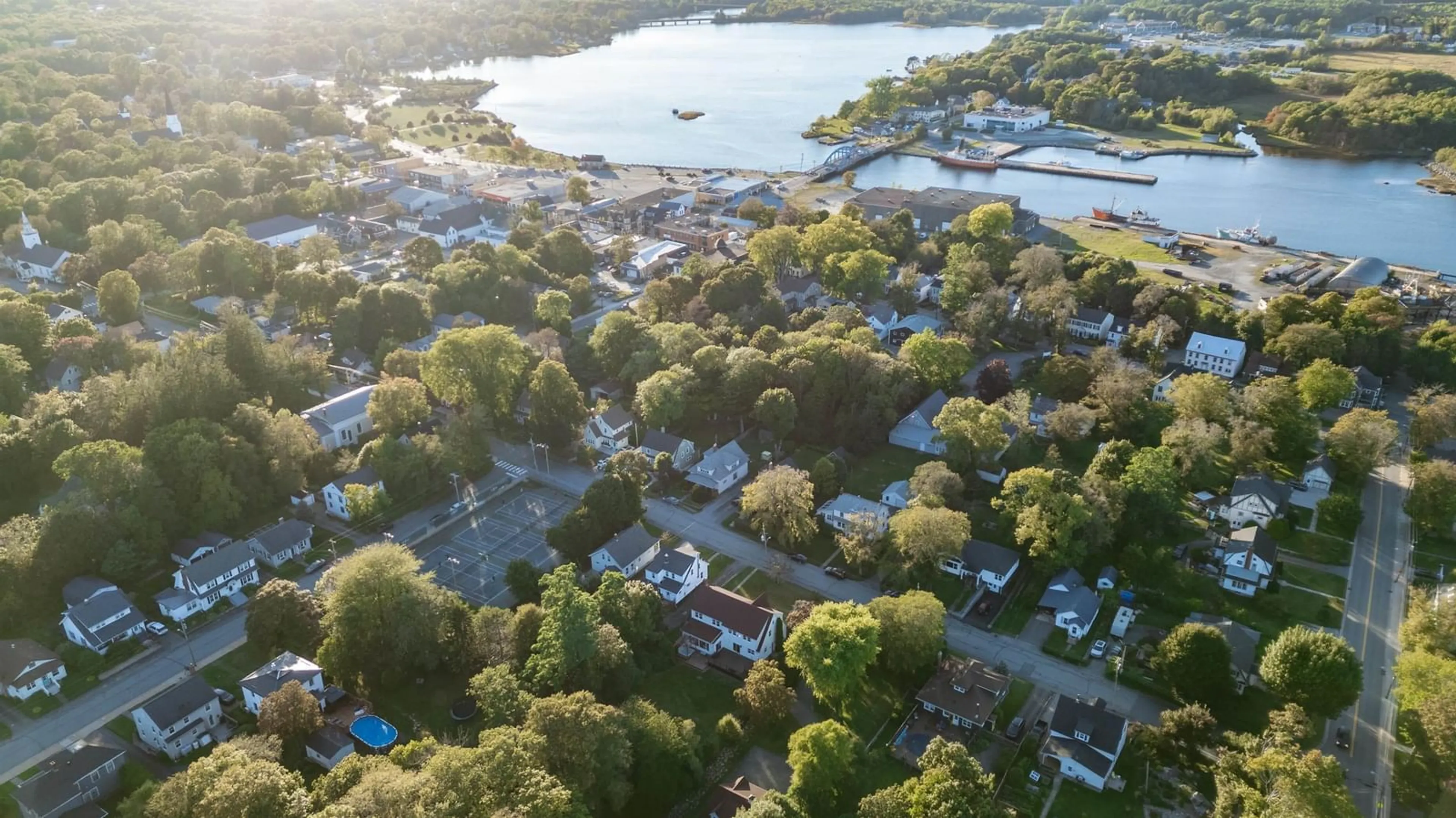 A pic from outside/outdoor area/front of a property/back of a property/a pic from drone, water/lake/river/ocean view for 103 Church St, Liverpool Nova Scotia B0T 1K0