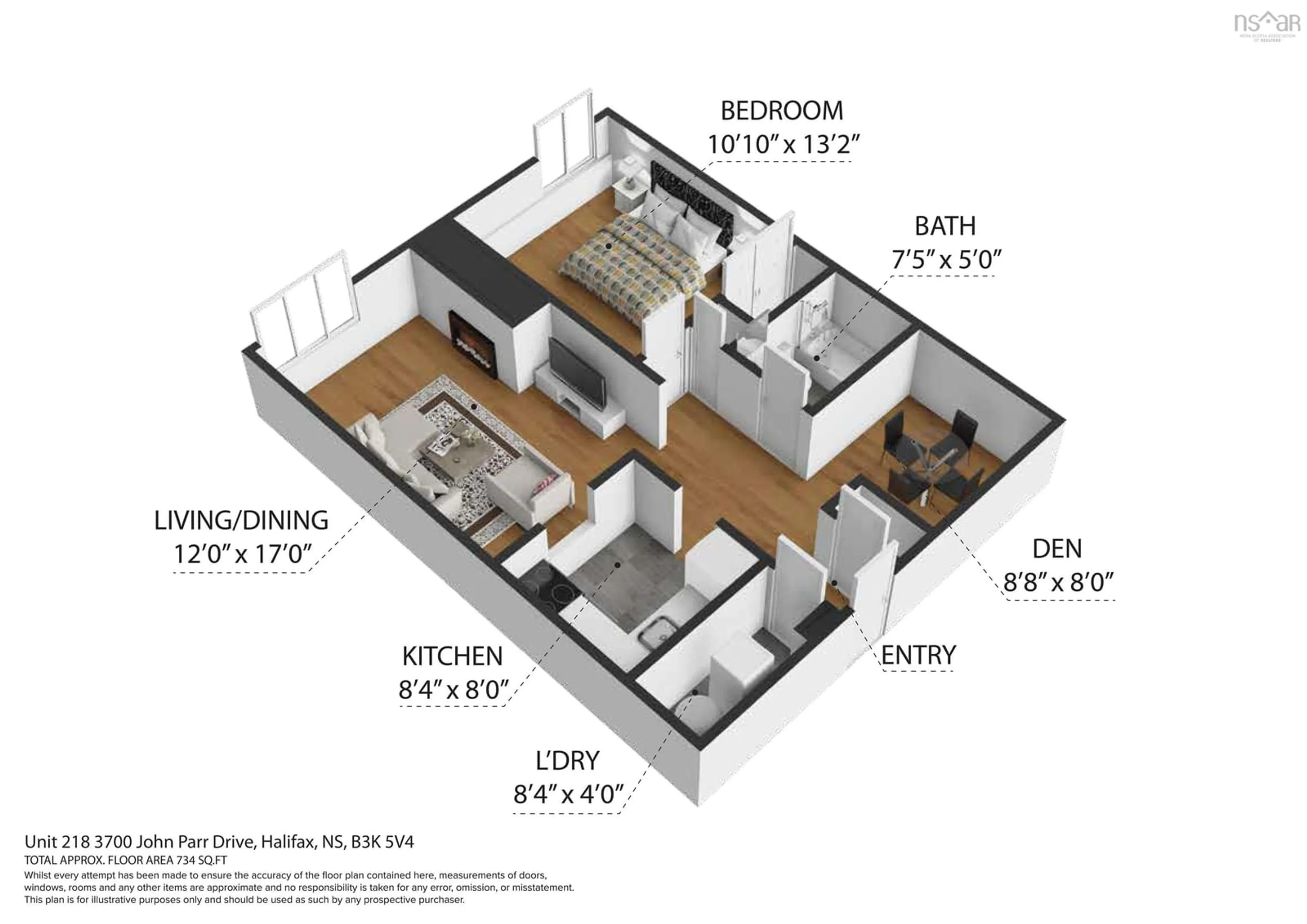 Floor plan for 3700 John Parr Dr #218, Halifax Nova Scotia B3K 5V4