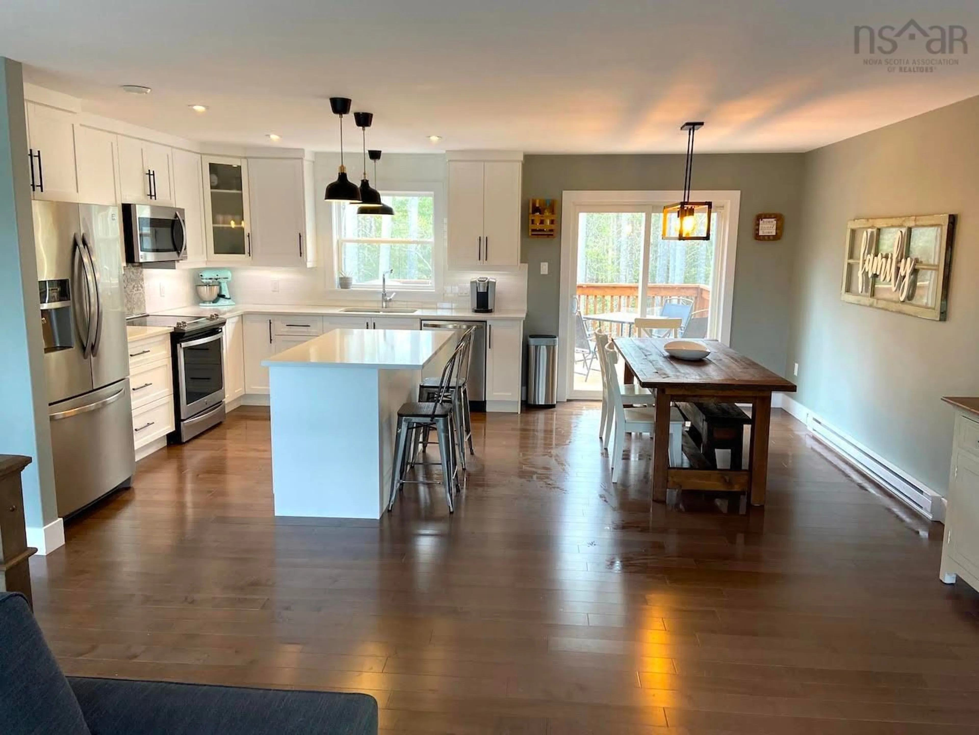 Open concept kitchen, wood/laminate floor for 355 Crooked Stick Pass, Beaver Bank Nova Scotia B4G 0B9