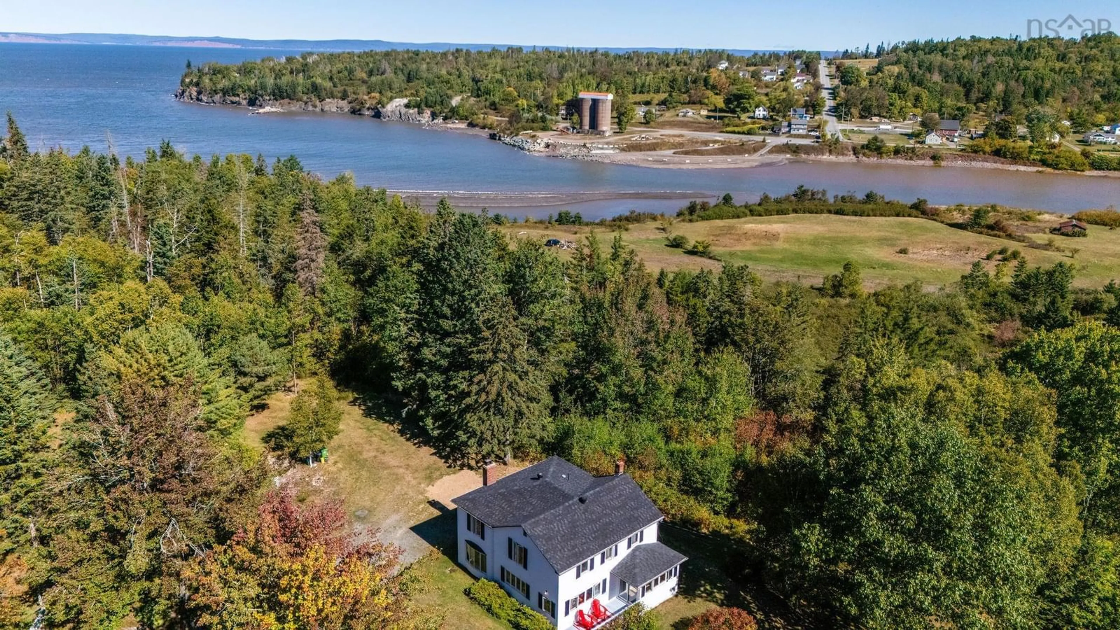 A pic from outside/outdoor area/front of a property/back of a property/a pic from drone, water/lake/river/ocean view for 9723 Highway 215, Walton Nova Scotia B0N 2R0