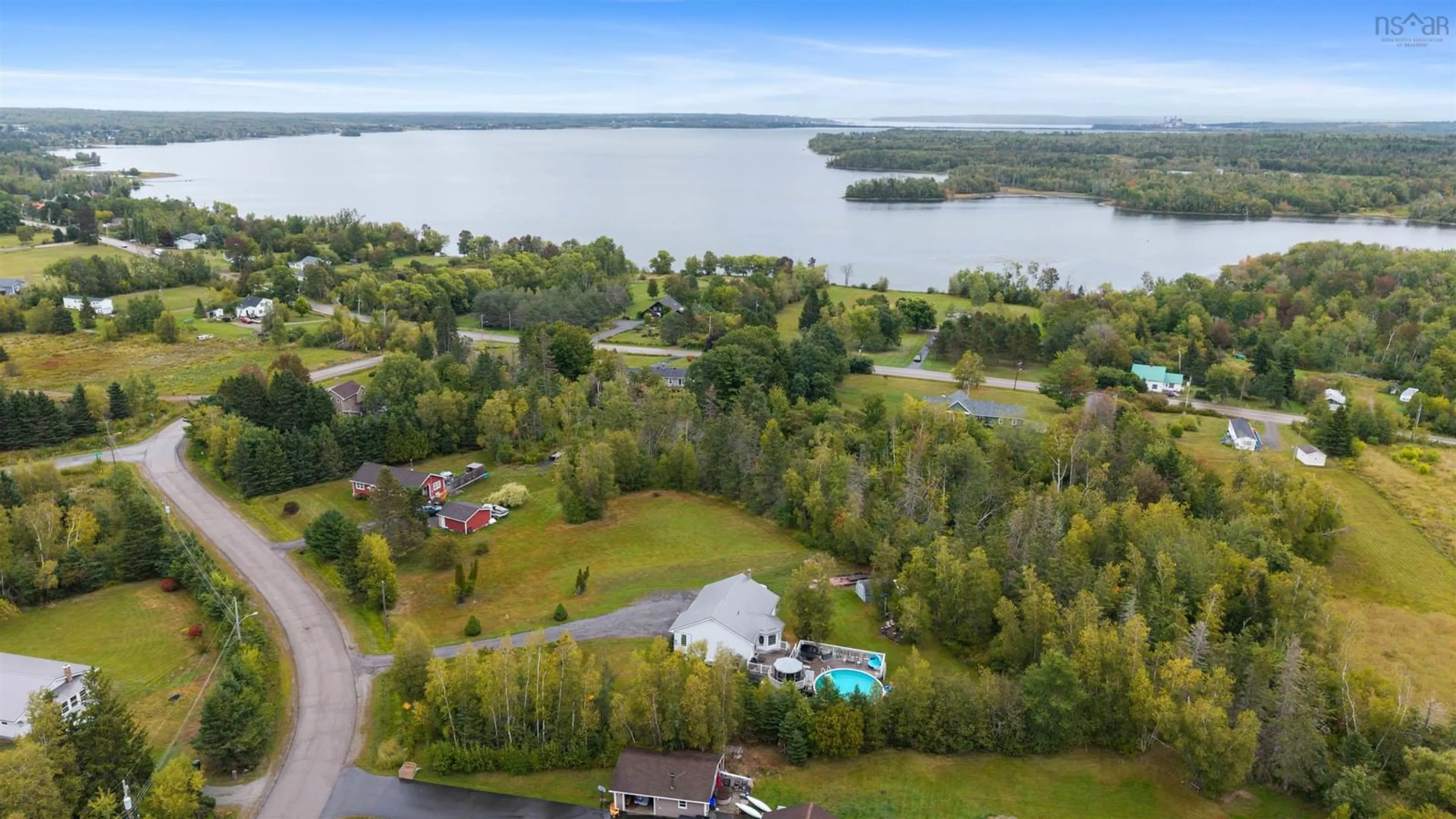A pic from outside/outdoor area/front of a property/back of a property/a pic from drone, water/lake/river/ocean view for 55 Pleasant Dr, Lyons Brook Nova Scotia B0K 1H0