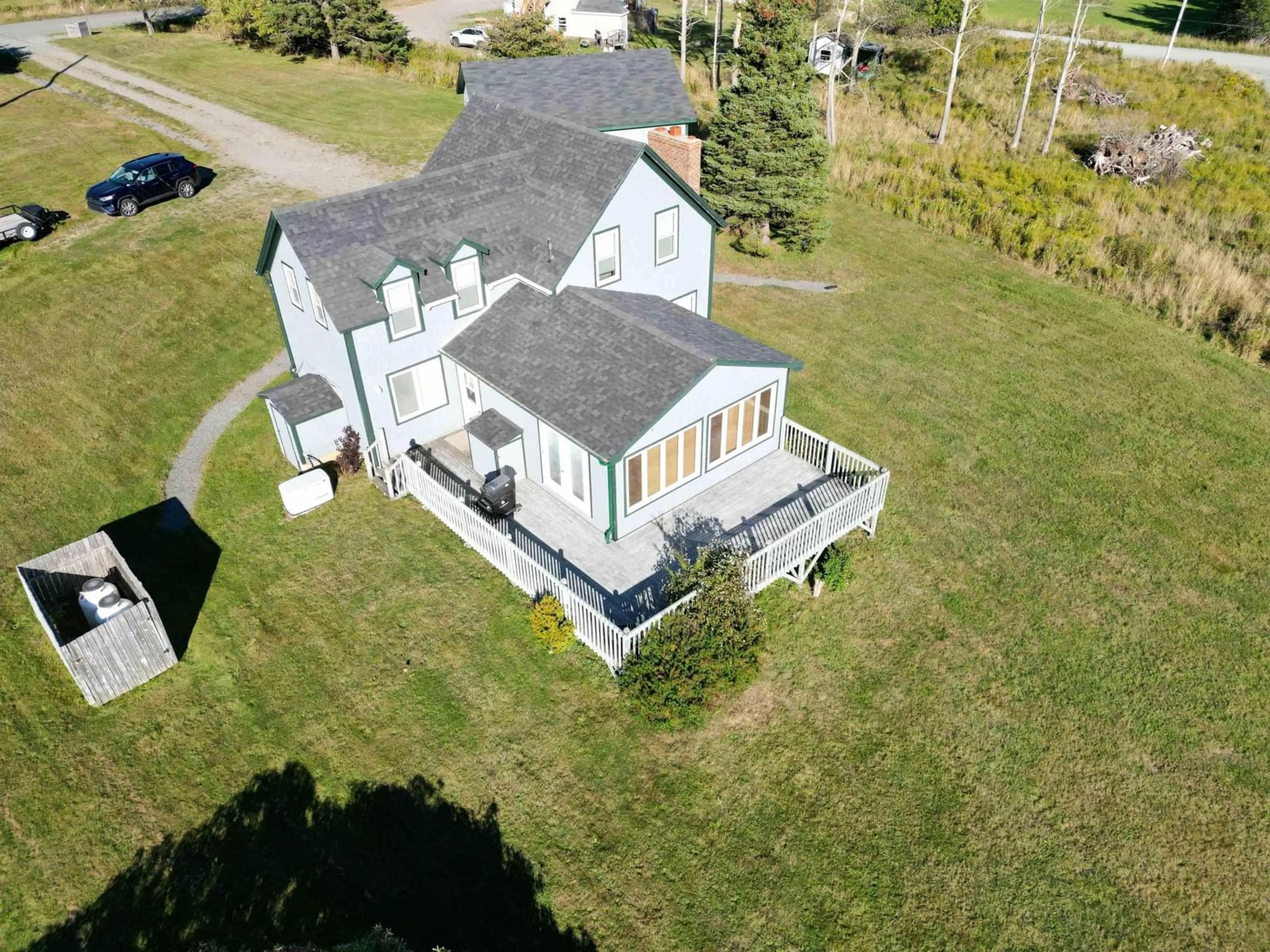 A pic from outside/outdoor area/front of a property/back of a property/a pic from drone, building for 420 Church Point Rd, River Bourgeois Nova Scotia B0E 2X0