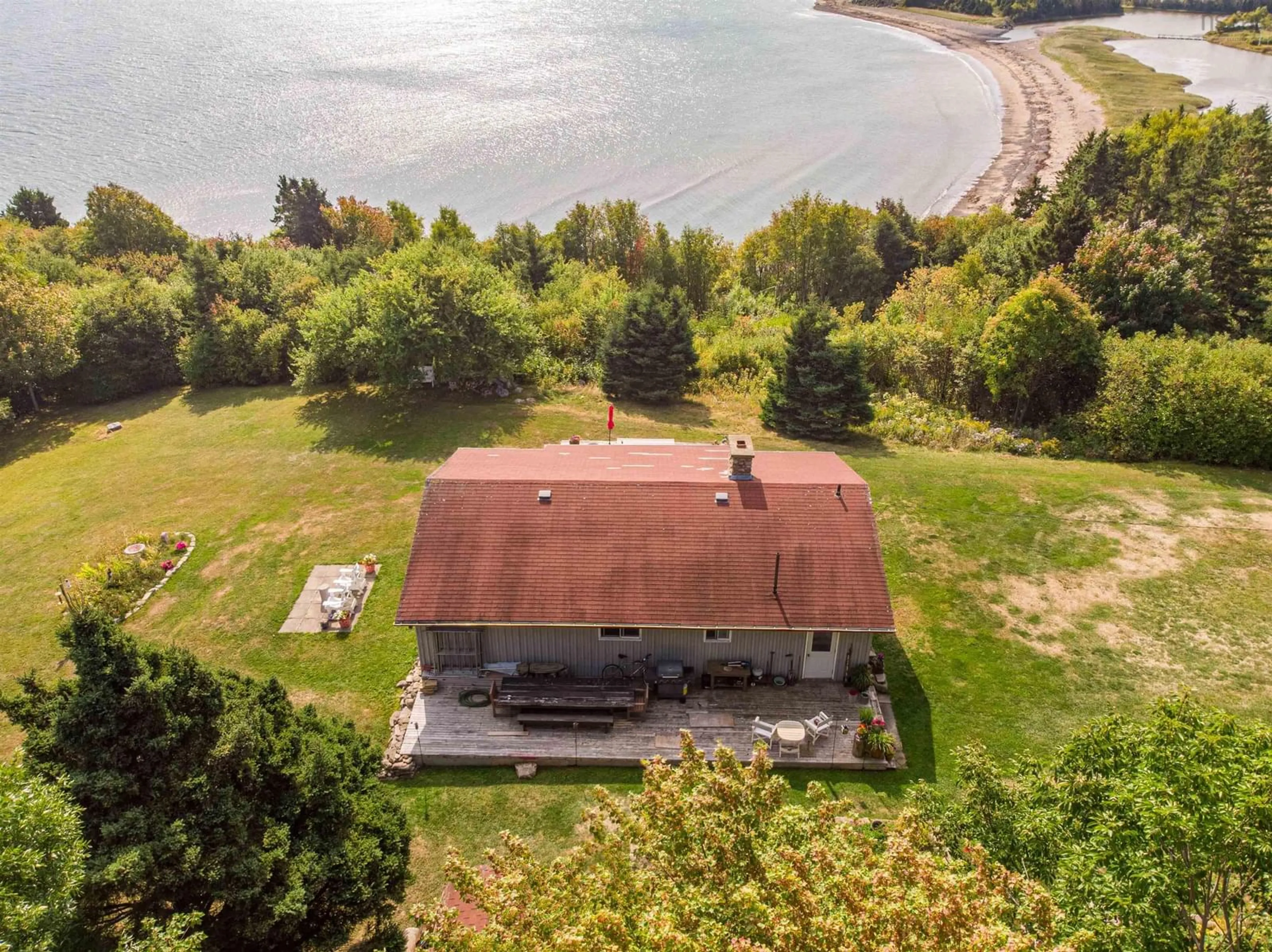 A pic from outside/outdoor area/front of a property/back of a property/a pic from drone, water/lake/river/ocean view for 80 Terag Lane, Lakevale, Ant. Co. N.S., Lakevale Nova Scotia B2G 2L2