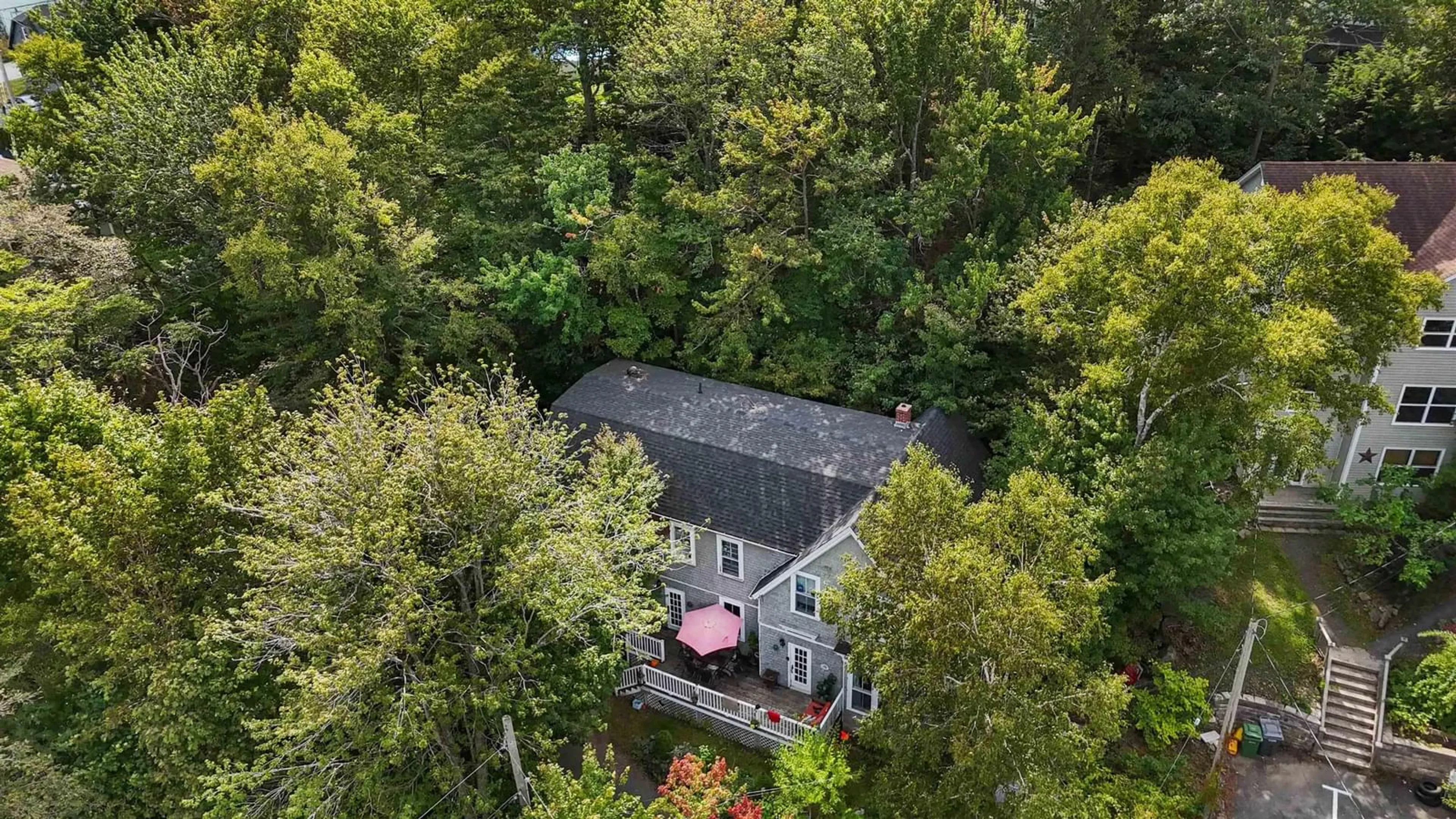 A pic from outside/outdoor area/front of a property/back of a property/a pic from drone, forest/trees view for 24 Northumberland Lane, Halifax Nova Scotia B3M 1R7
