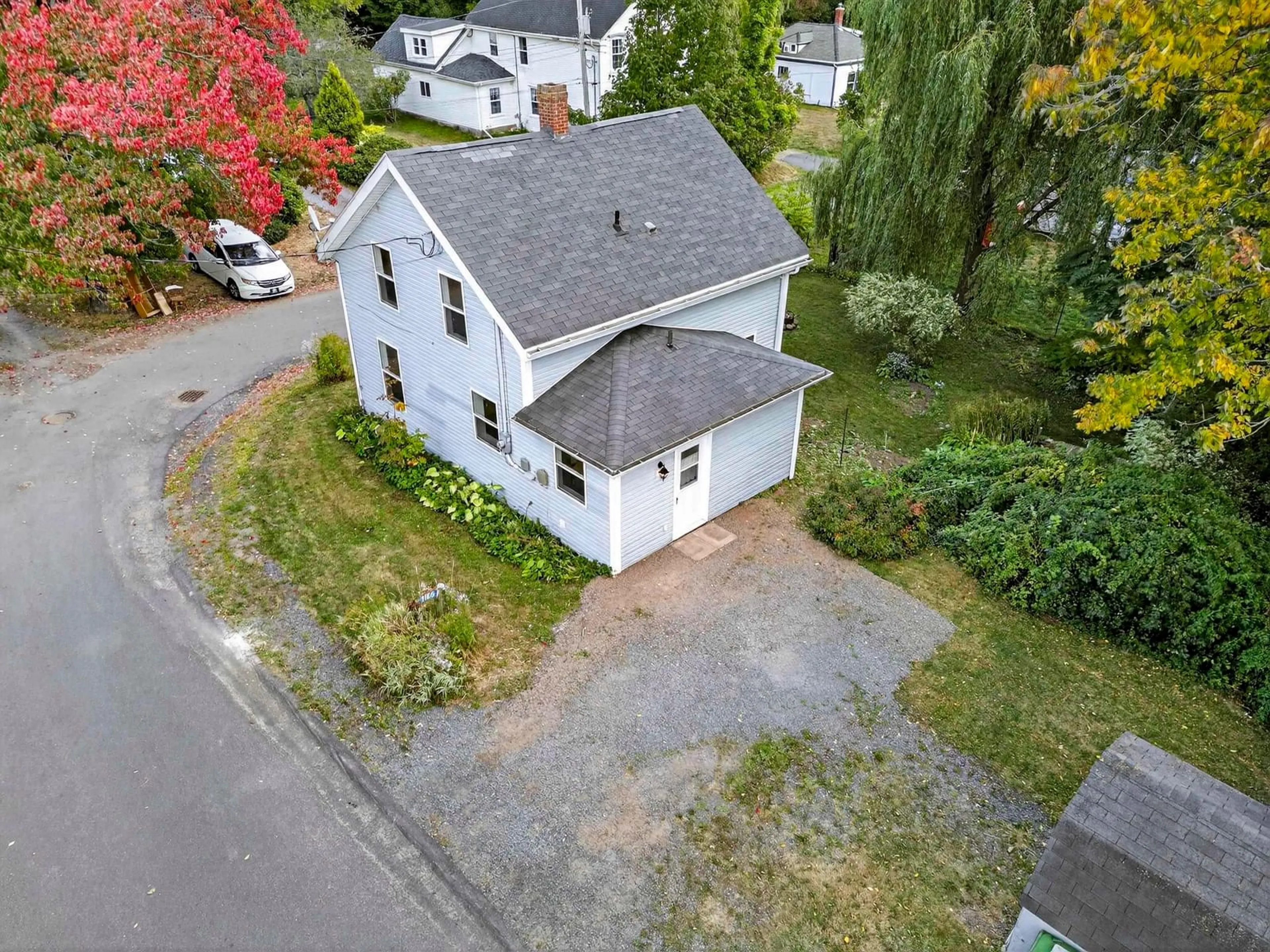 A pic from outside/outdoor area/front of a property/back of a property/a pic from drone, street for 1166 Bigelow Street, Canning Nova Scotia B0P 1H0