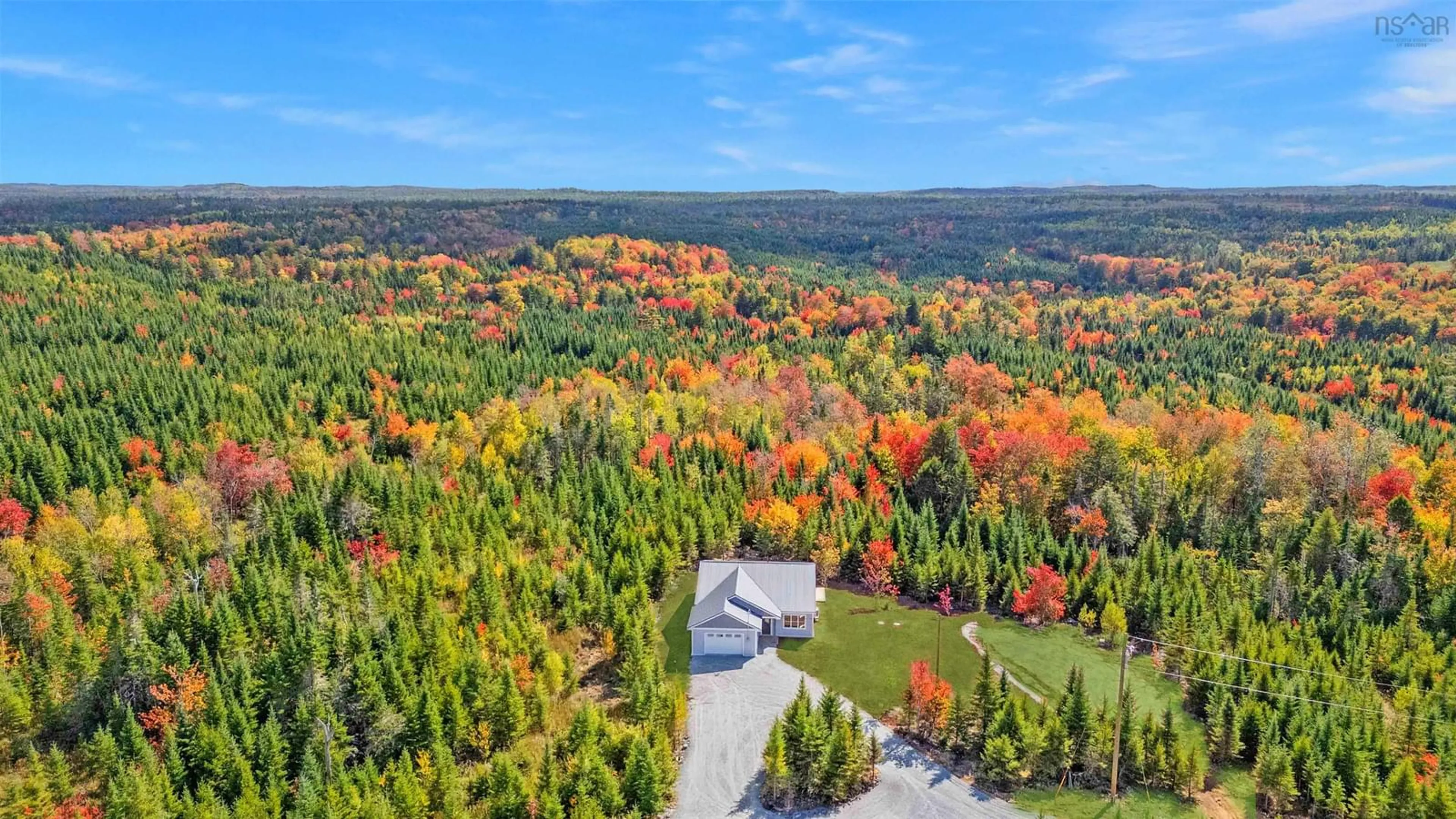A pic from outside/outdoor area/front of a property/back of a property/a pic from drone, forest/trees view for 60 Avery Lane, Hillsvale Nova Scotia B0N 1Z0