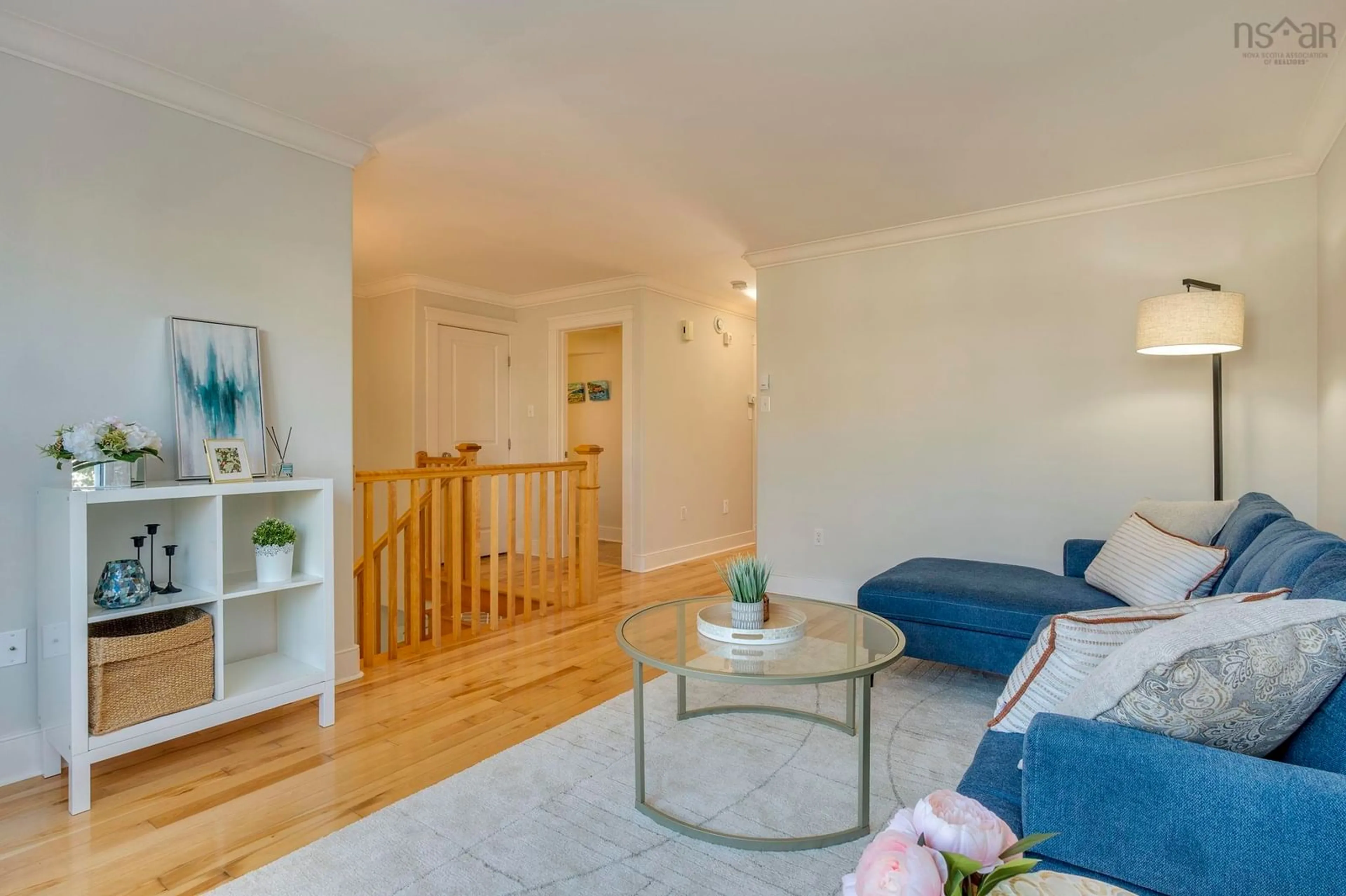 Living room with furniture, wood/laminate floor for 29 Lasalle Crt, West Bedford Nova Scotia B4B 0H8