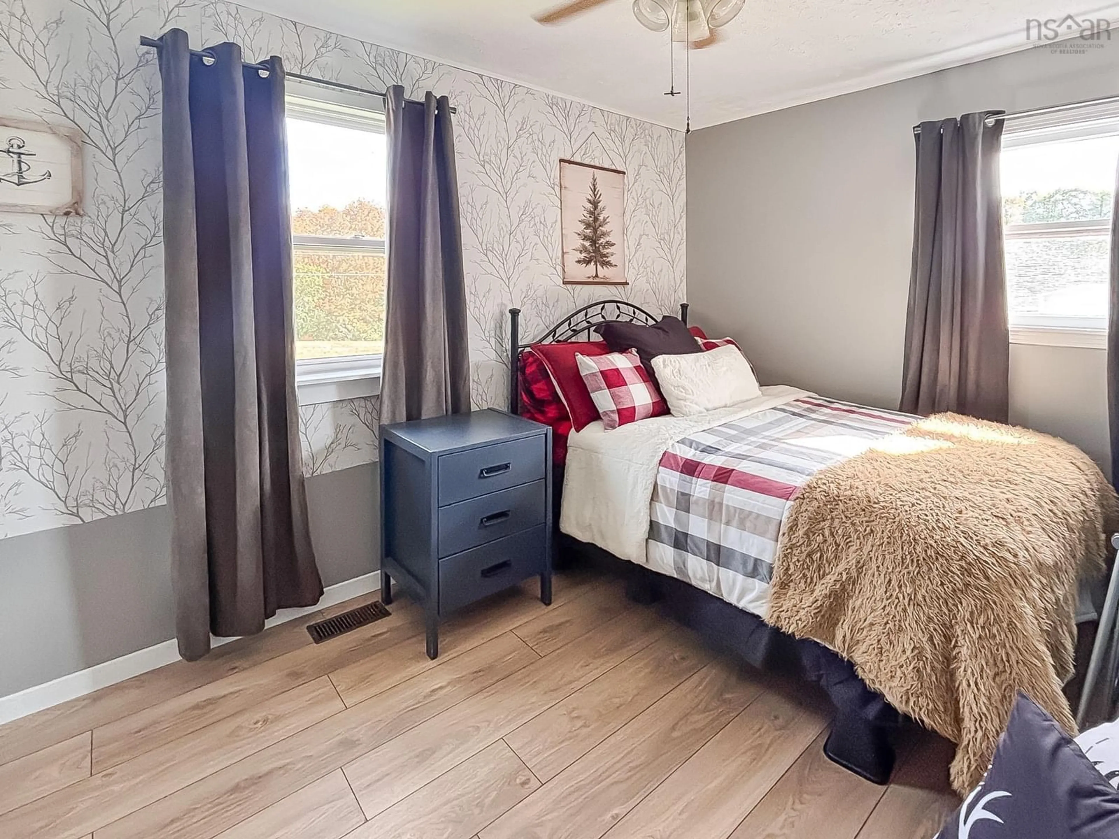 Bedroom with bed, wood/laminate floor for 4330 Northfield Rd, Watford Nova Scotia B0R 1E0