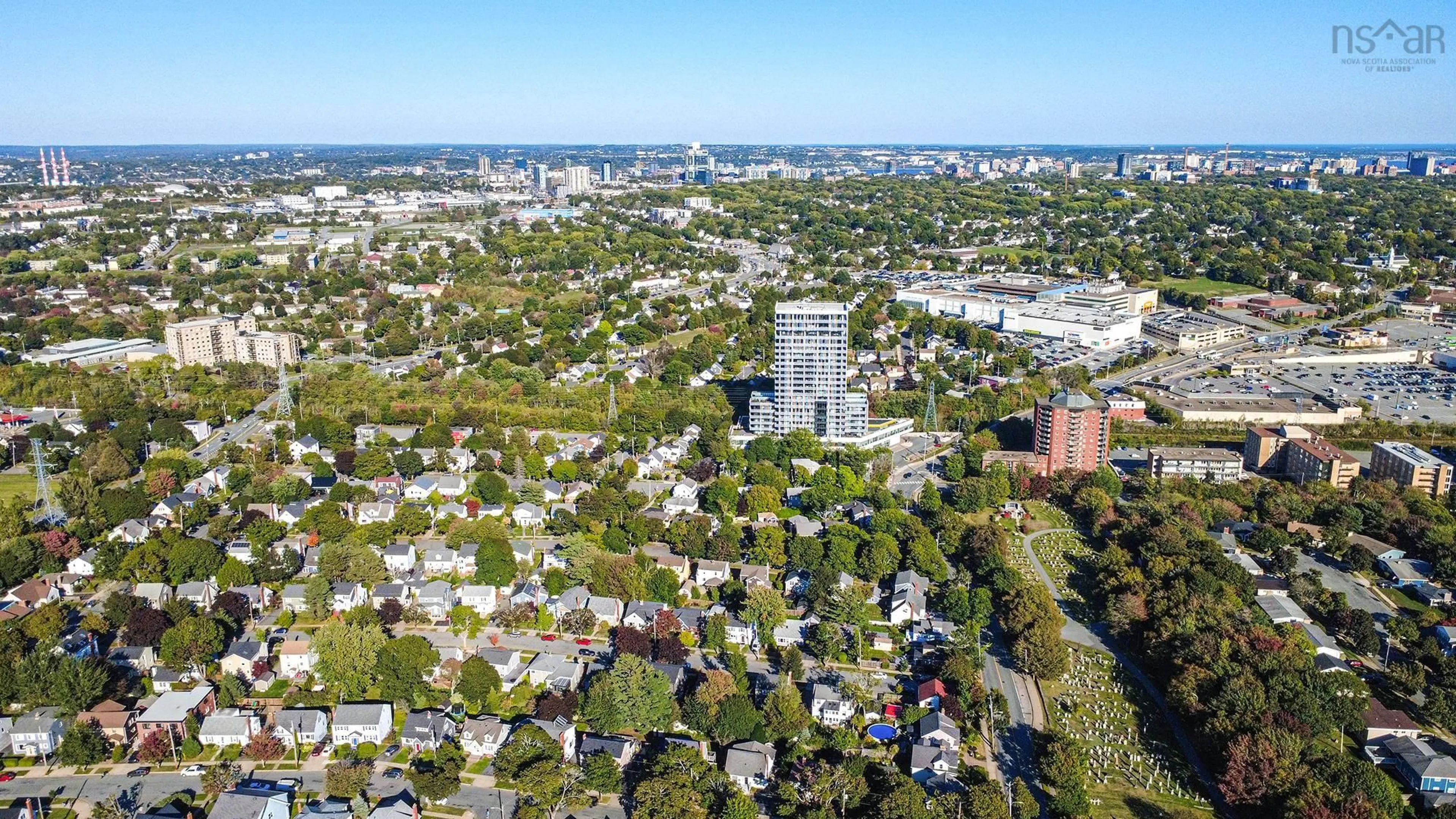 A pic from outside/outdoor area/front of a property/back of a property/a pic from drone, city buildings view from balcony for 3153 Hemlock St, Halifax Nova Scotia B3L 4B5