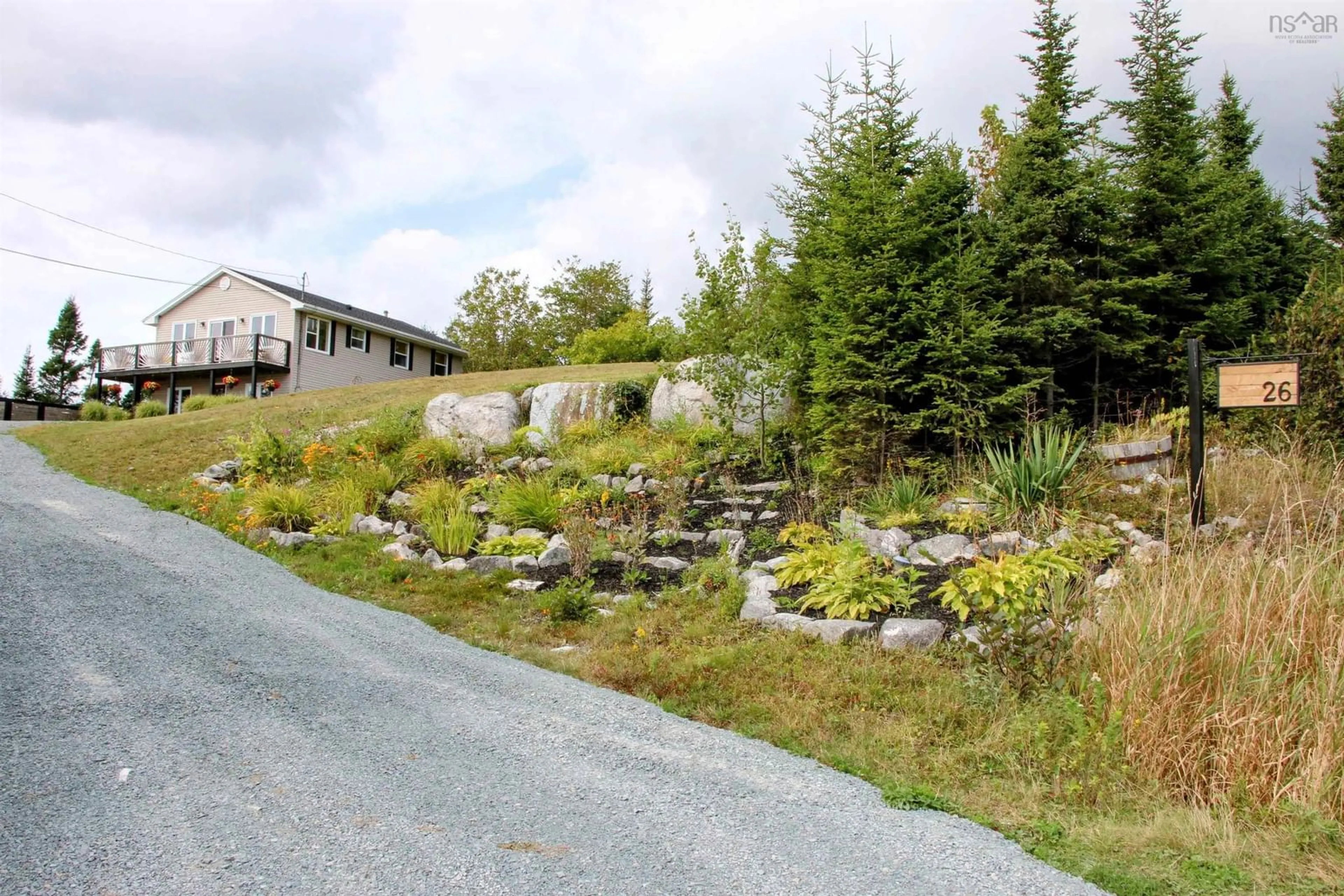 Patio, mountain view for 26 Split Rock Dr, Salmon River Nova Scotia B0J 1P0