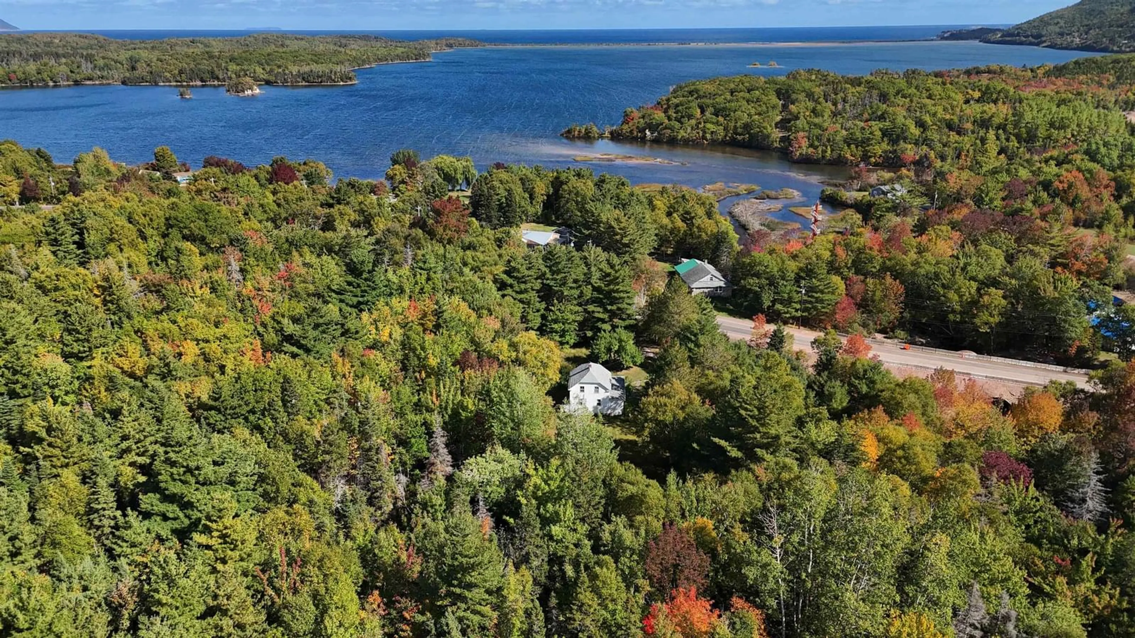 A pic from outside/outdoor area/front of a property/back of a property/a pic from drone, water/lake/river/ocean view for 30016 Cabot Trail, South Harbour Nova Scotia B0C 1G0