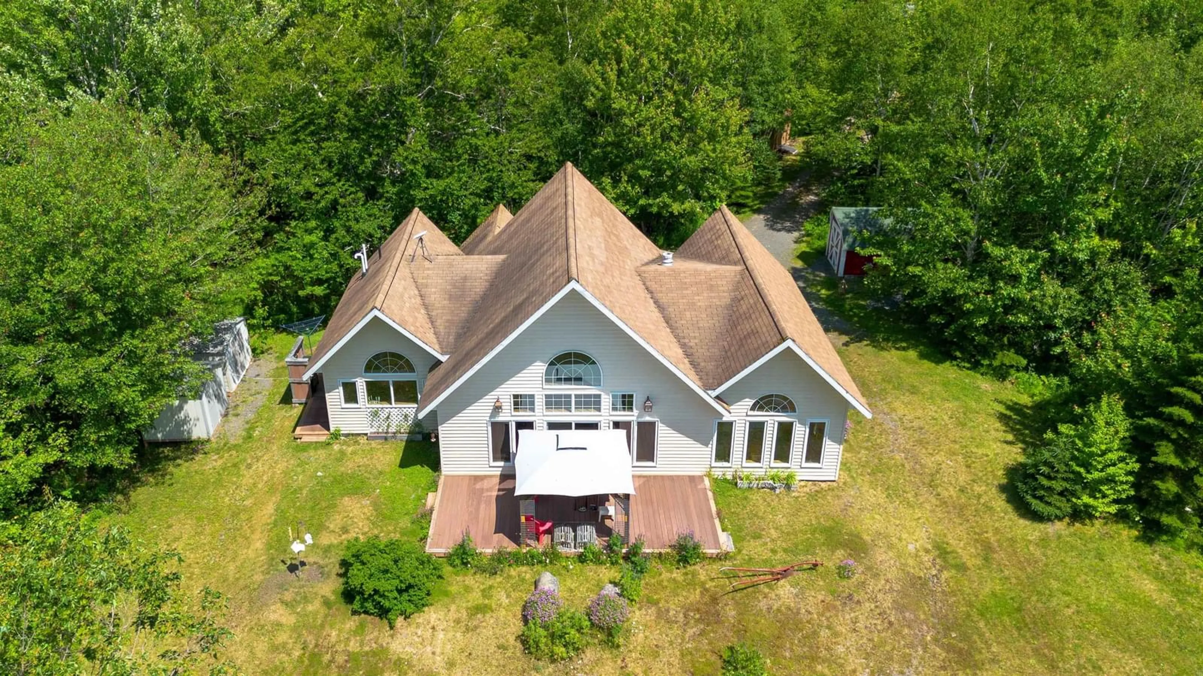 A pic from outside/outdoor area/front of a property/back of a property/a pic from drone, building for 54 Beverlys Hill Rd, Baddeck Inlet Nova Scotia B0E 1B0