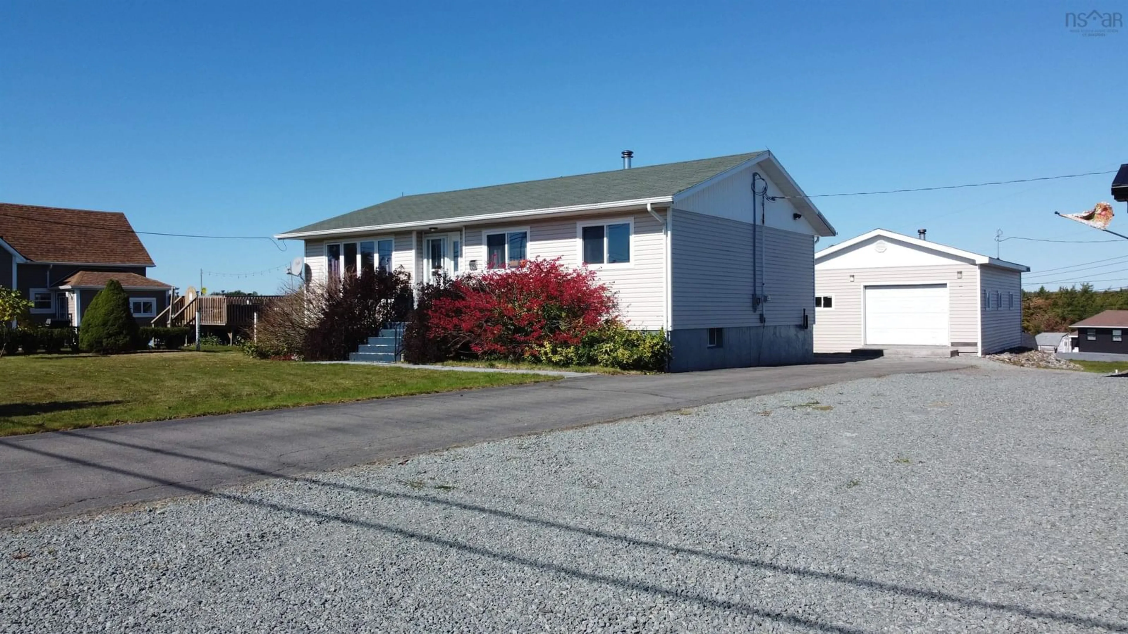 Home with vinyl exterior material, street for 125 Grandique Ferry Rd, Louisdale Nova Scotia B0E 1V0