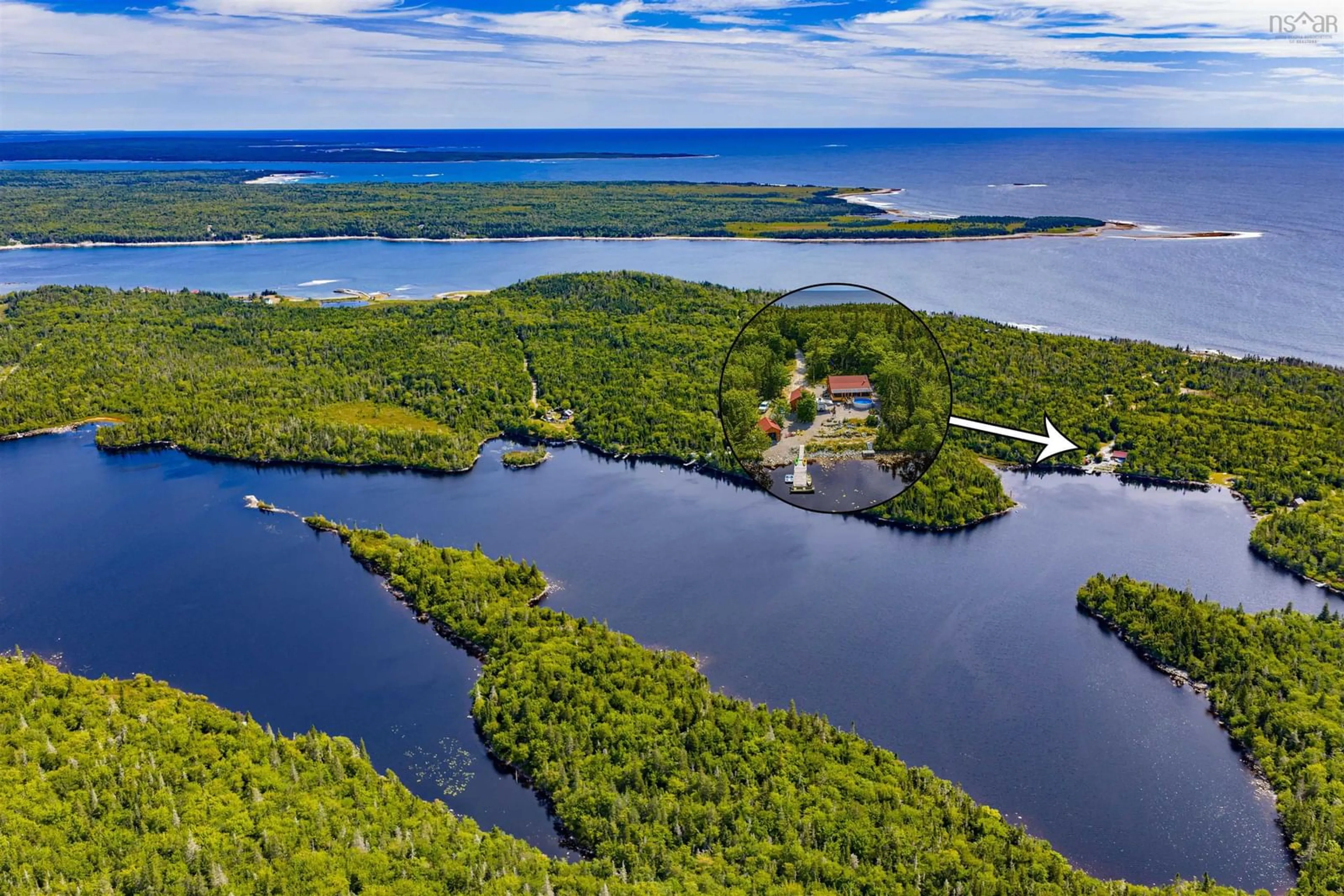 A pic from outside/outdoor area/front of a property/back of a property/a pic from drone, water/lake/river/ocean view for 1749 Mcleans Lake Rd, Port L'Hebert Nova Scotia B0T 1V0