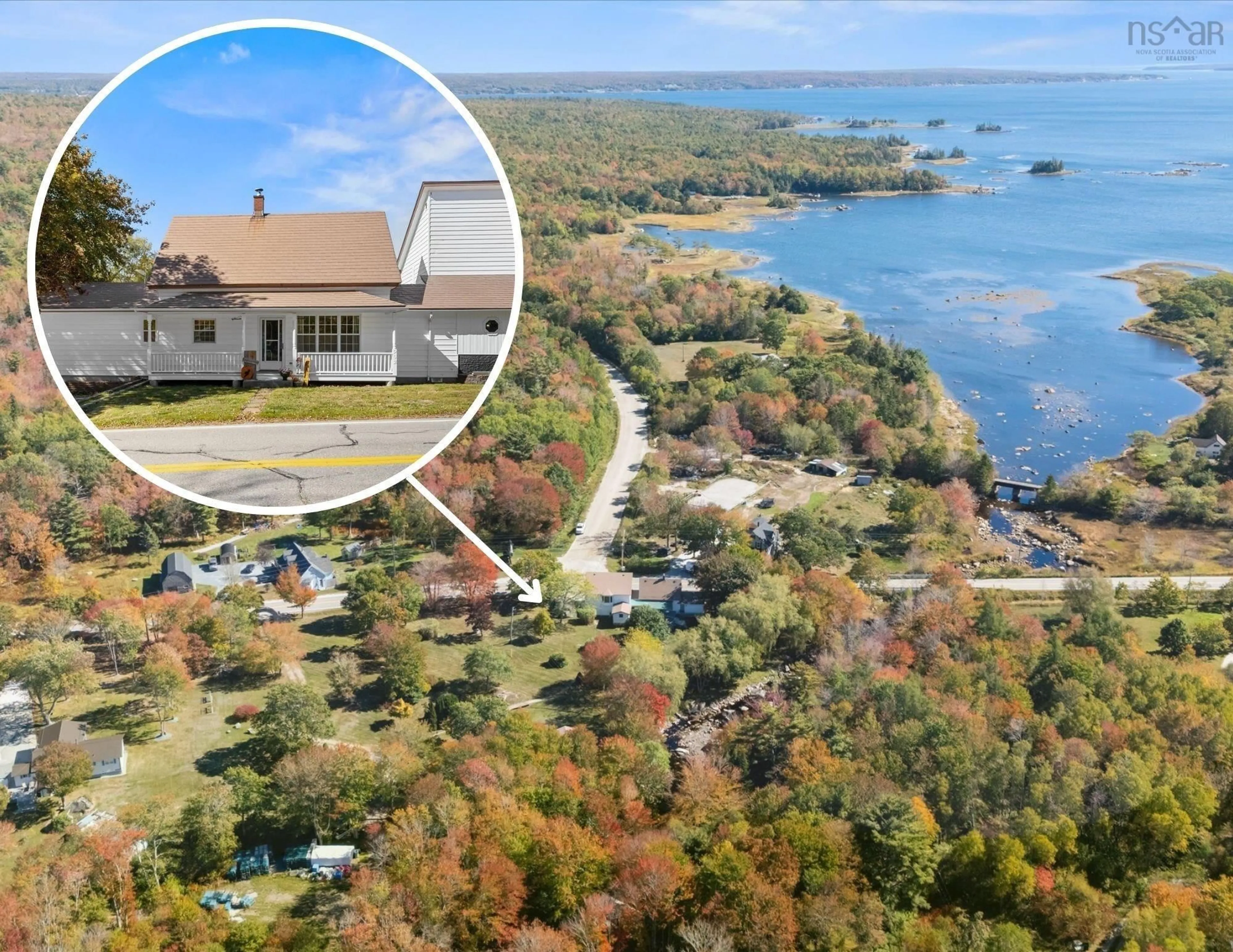 A pic from outside/outdoor area/front of a property/back of a property/a pic from drone, water/lake/river/ocean view for 902 Highway 3, Birchtown Nova Scotia B0T 1W0