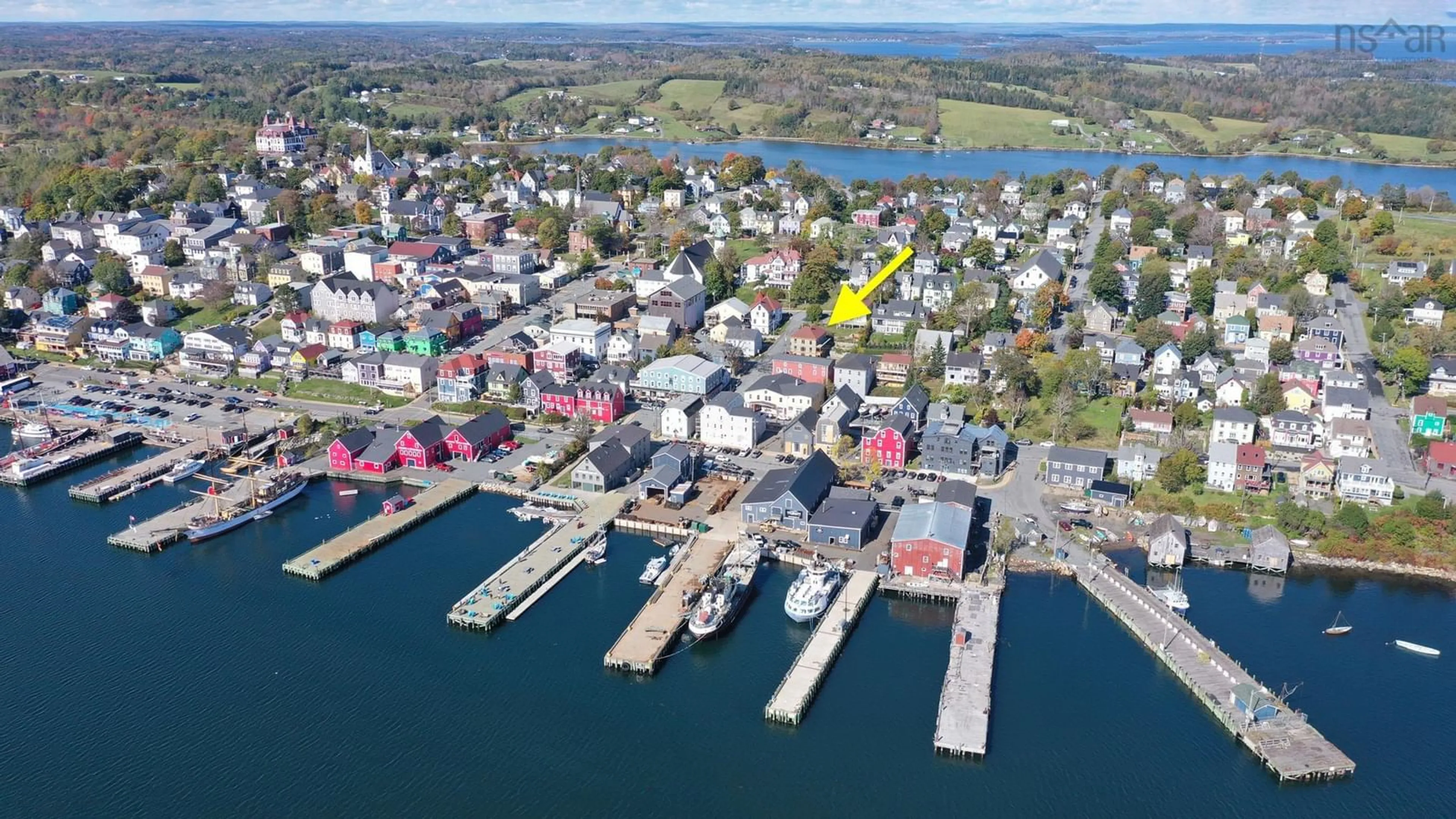 A pic from outside/outdoor area/front of a property/back of a property/a pic from drone, water/lake/river/ocean view for 141 Pelham St, Lunenburg Nova Scotia B0J 2C0