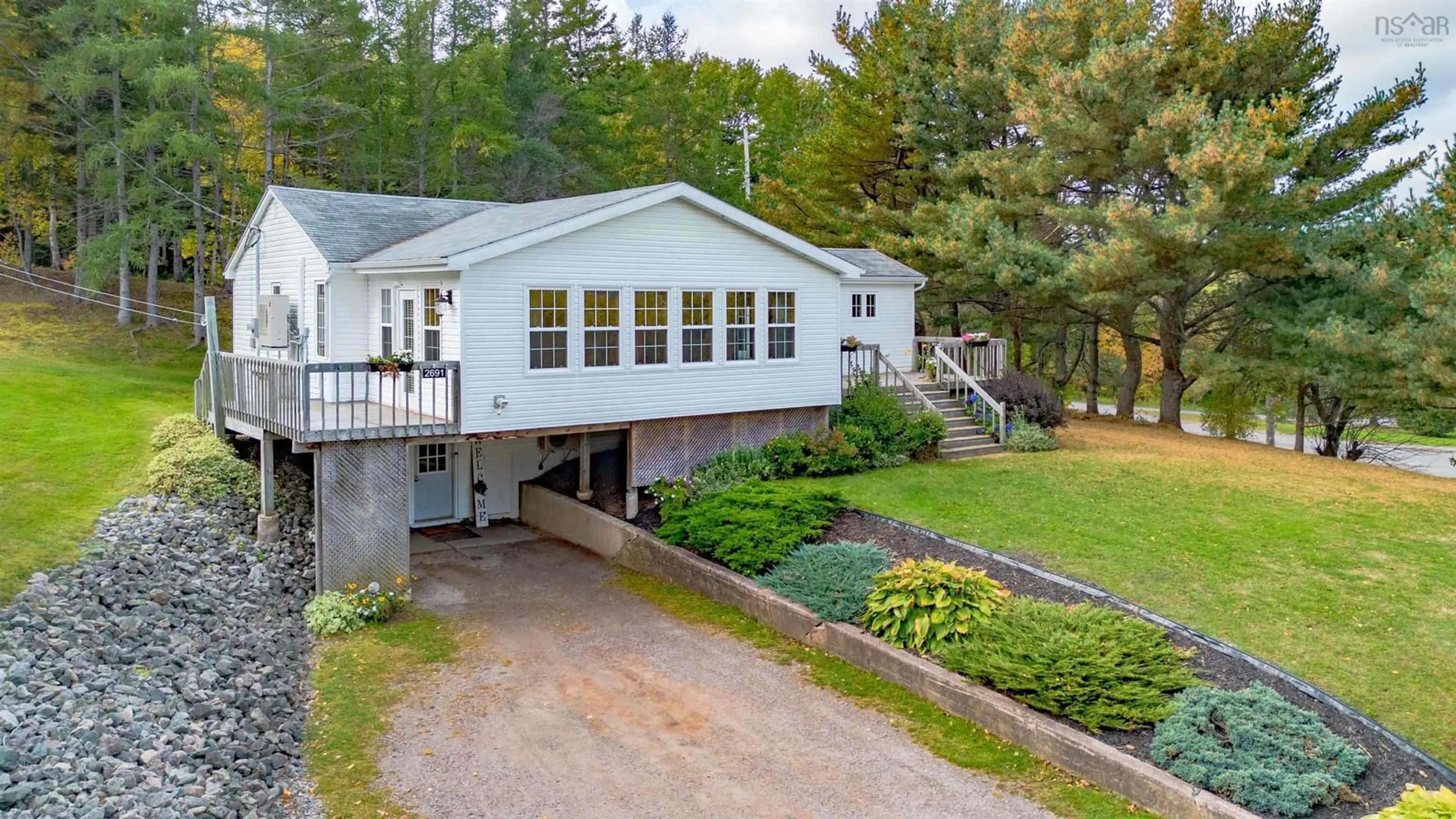 A pic from outside/outdoor area/front of a property/back of a property/a pic from drone, unknown for 2691 East Margaree Rd, Margaree Forks Nova Scotia B0E 2A0