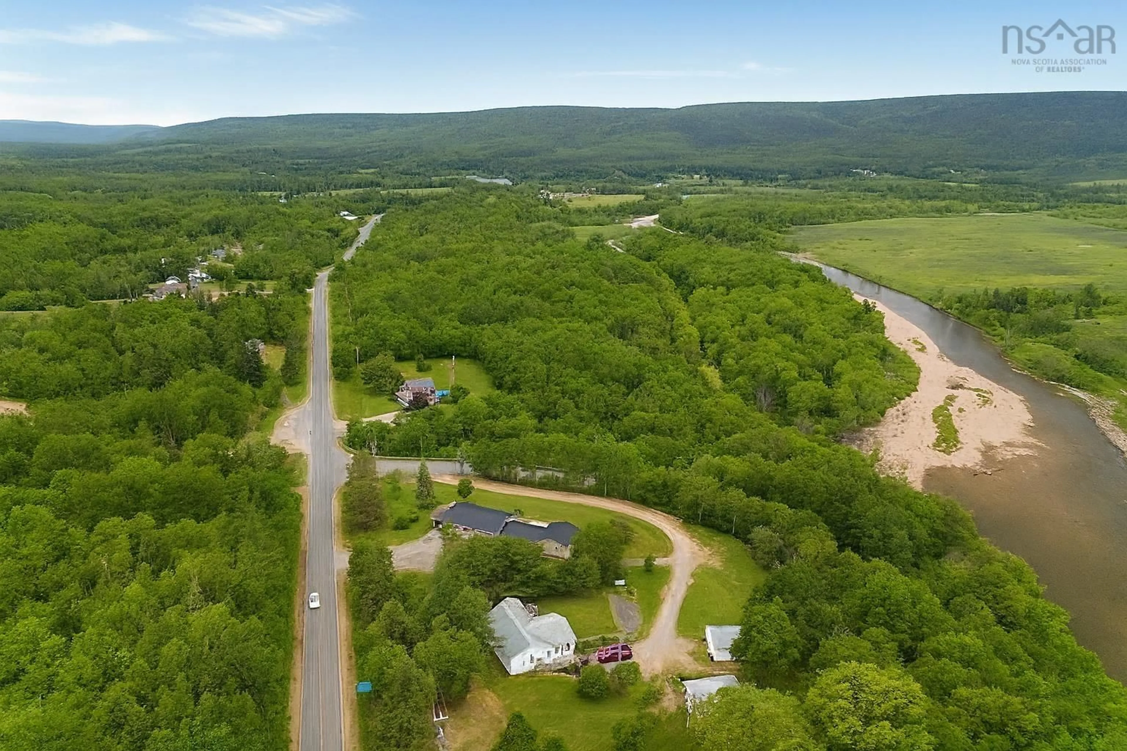 A pic from outside/outdoor area/front of a property/back of a property/a pic from drone, unknown for 2691 East Margaree Rd, Margaree Forks Nova Scotia B0E 2A0