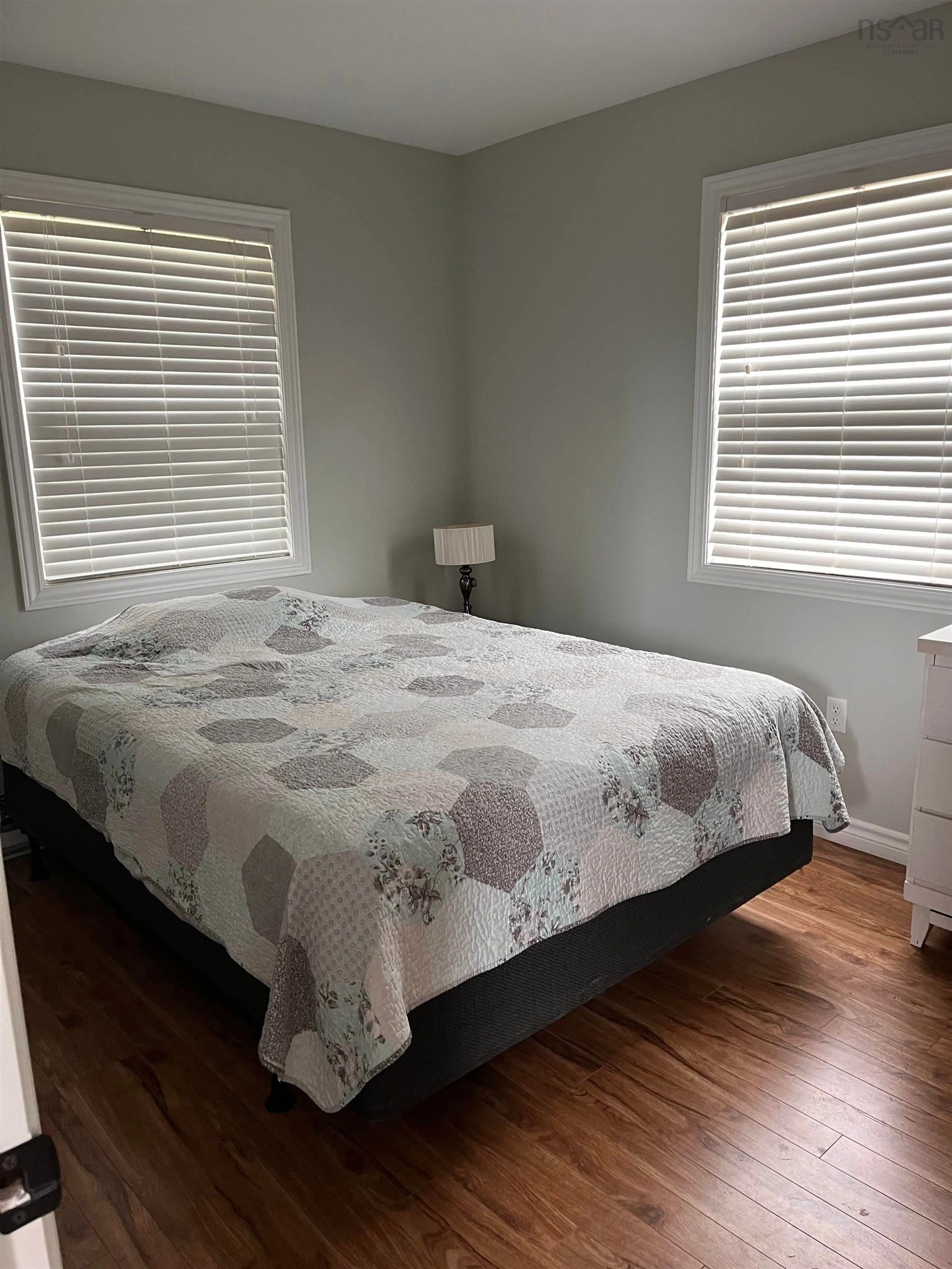 Bedroom with bed, wood/laminate floor for 39 Heron Dr, Caribou River Nova Scotia B0K 1H0