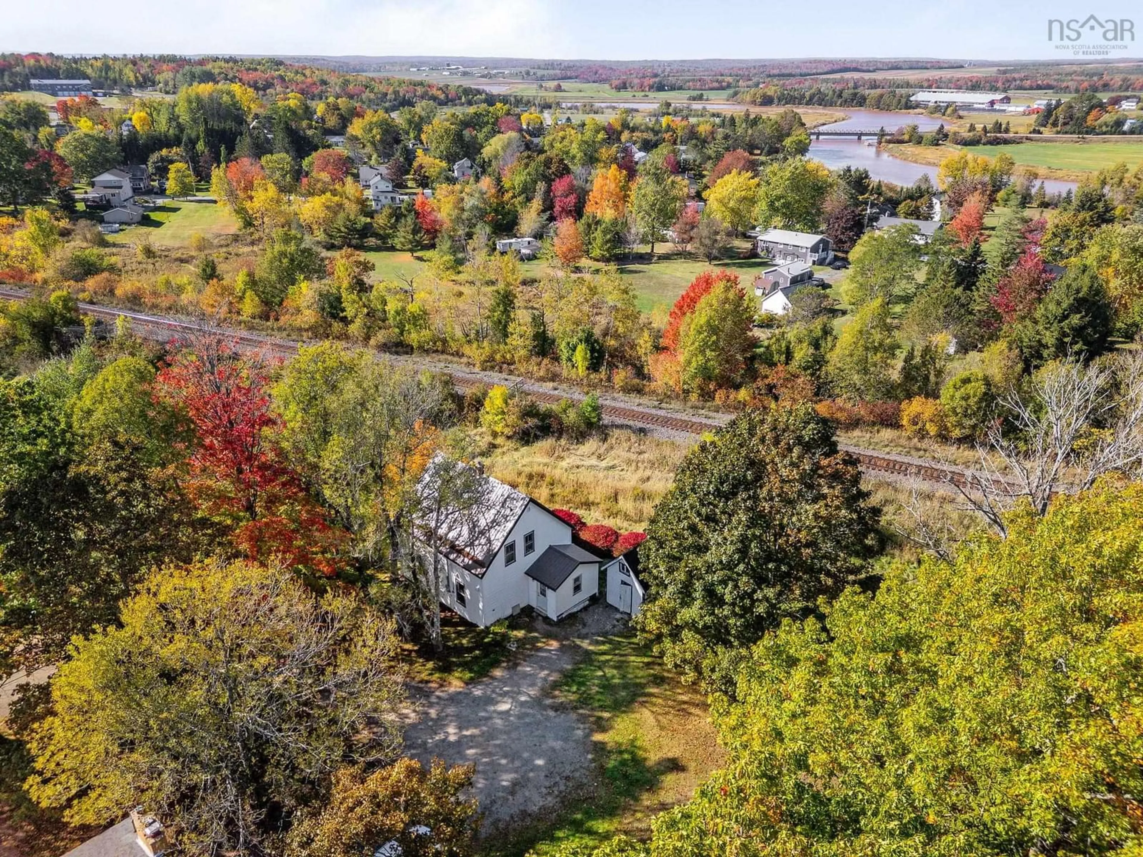 A pic from outside/outdoor area/front of a property/back of a property/a pic from drone, water/lake/river/ocean view for 19 Cavel Street, Stewiacke Nova Scotia B0N 2J0