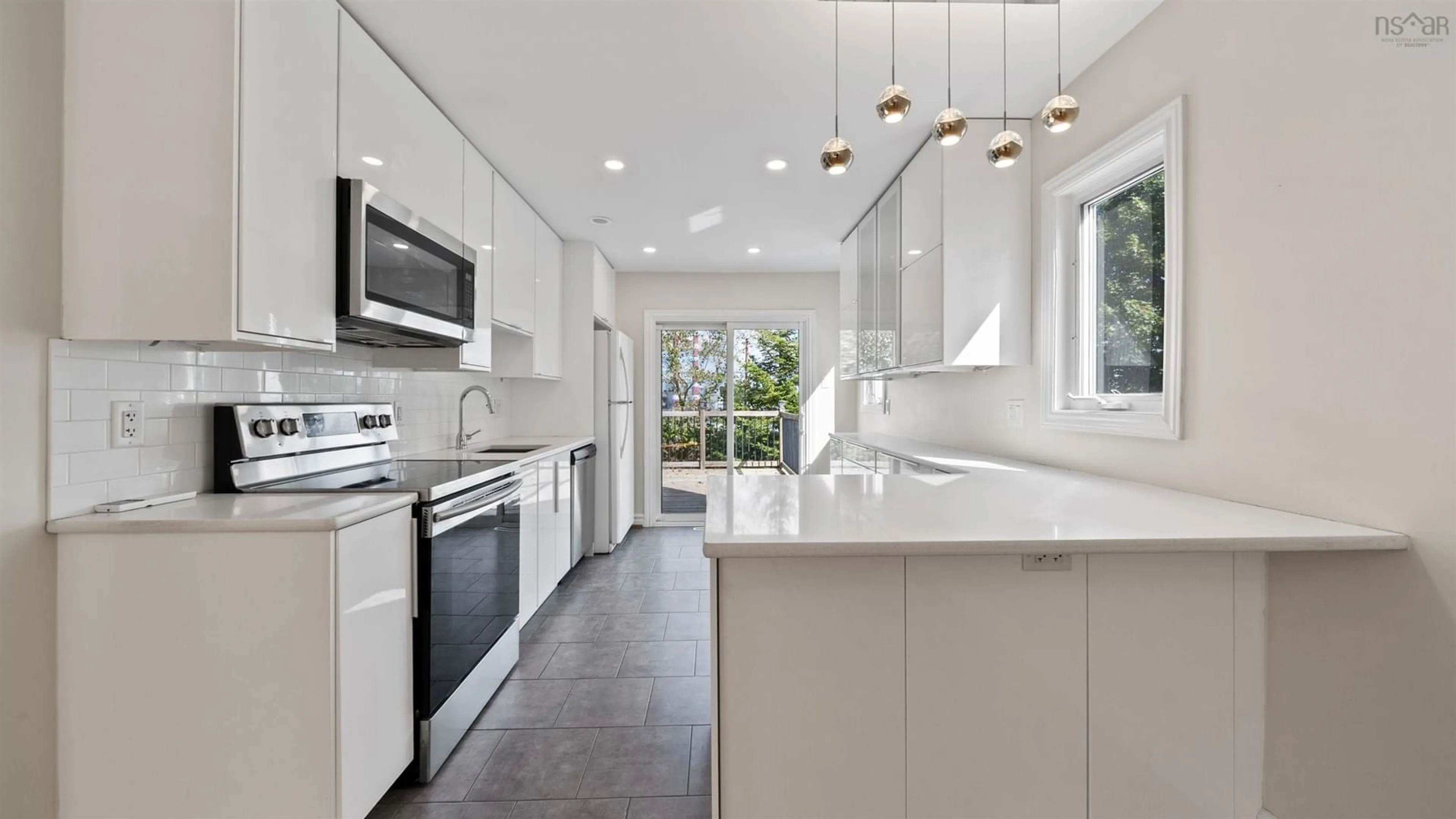 Contemporary kitchen, ceramic/tile floor for 3537 Lynch St, North End Nova Scotia B3K 3K7