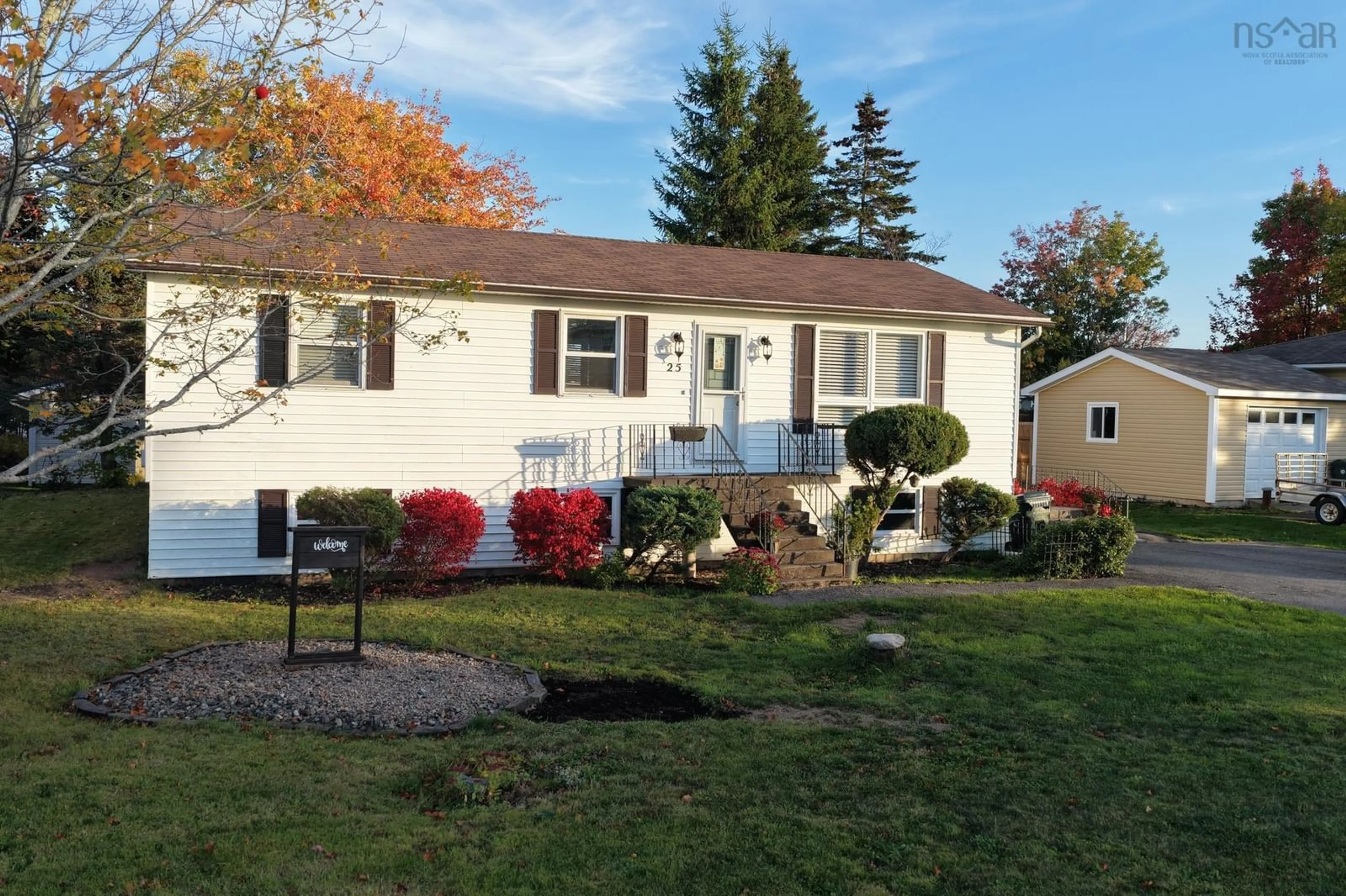 Home with vinyl exterior material, street for 25 Collier Ave, Coxheath Nova Scotia B1R 2H5