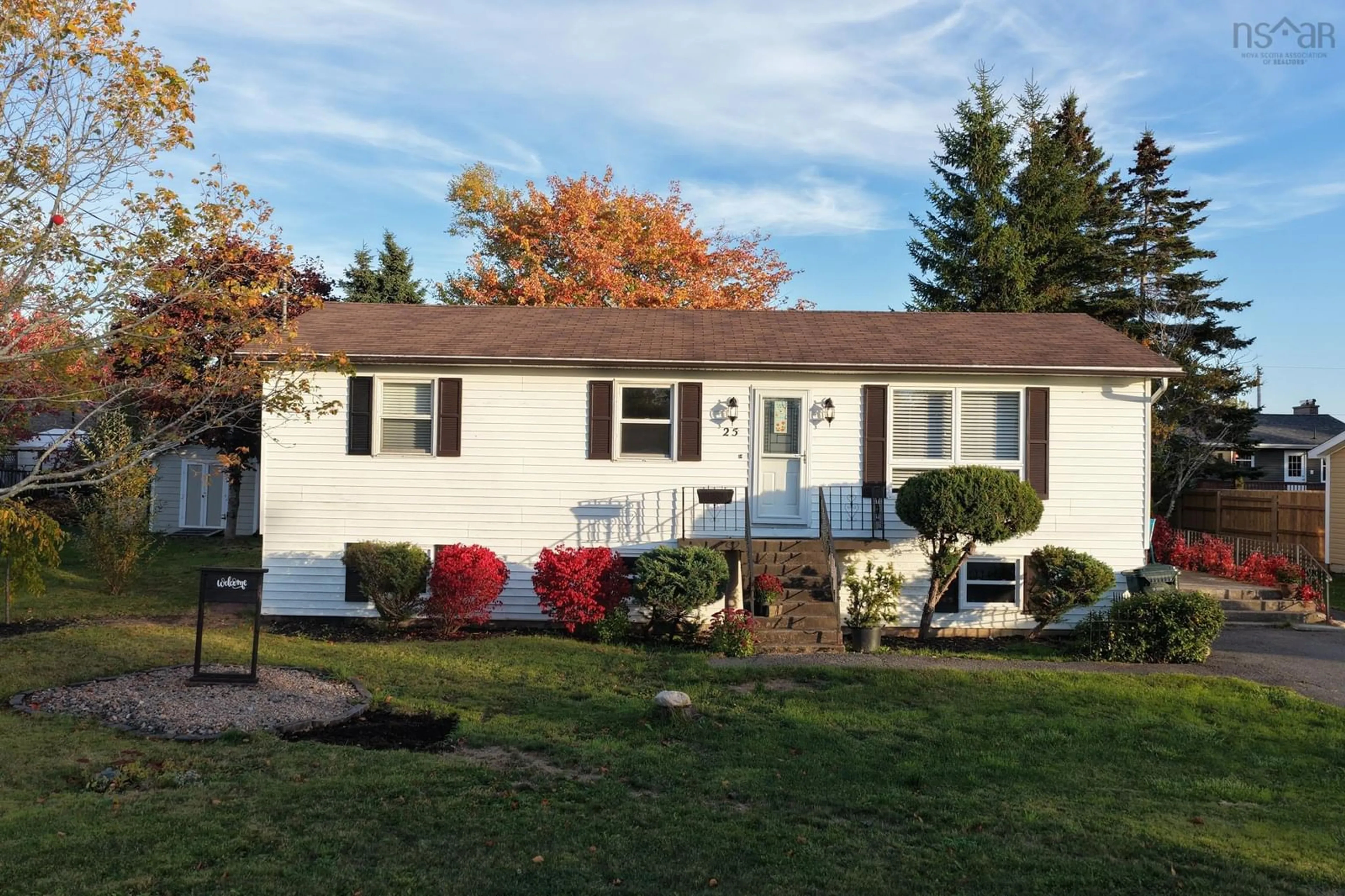 Home with vinyl exterior material, street for 25 Collier Ave, Coxheath Nova Scotia B1R 2H5