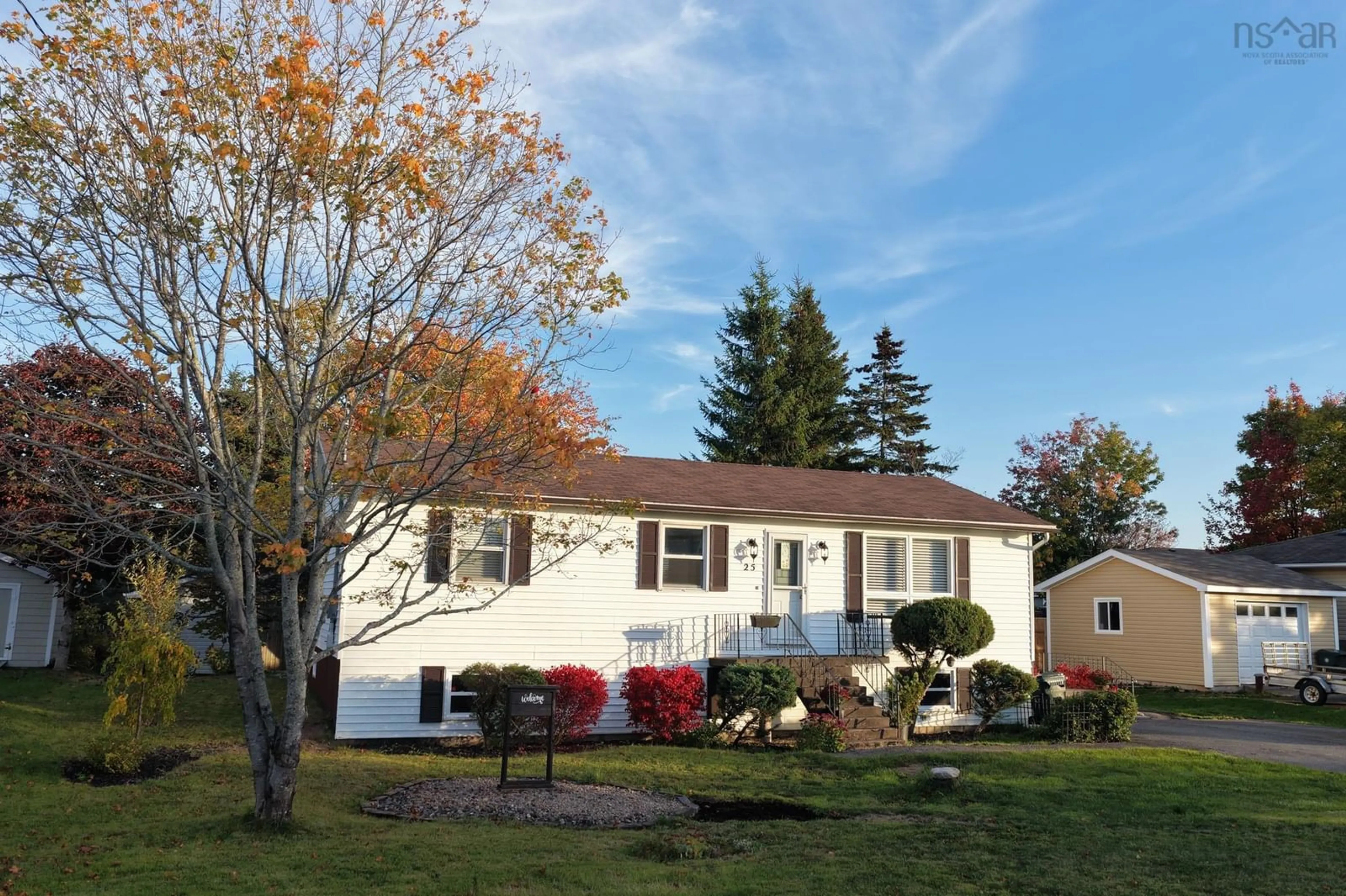 Home with vinyl exterior material, street for 25 Collier Ave, Coxheath Nova Scotia B1R 2H5