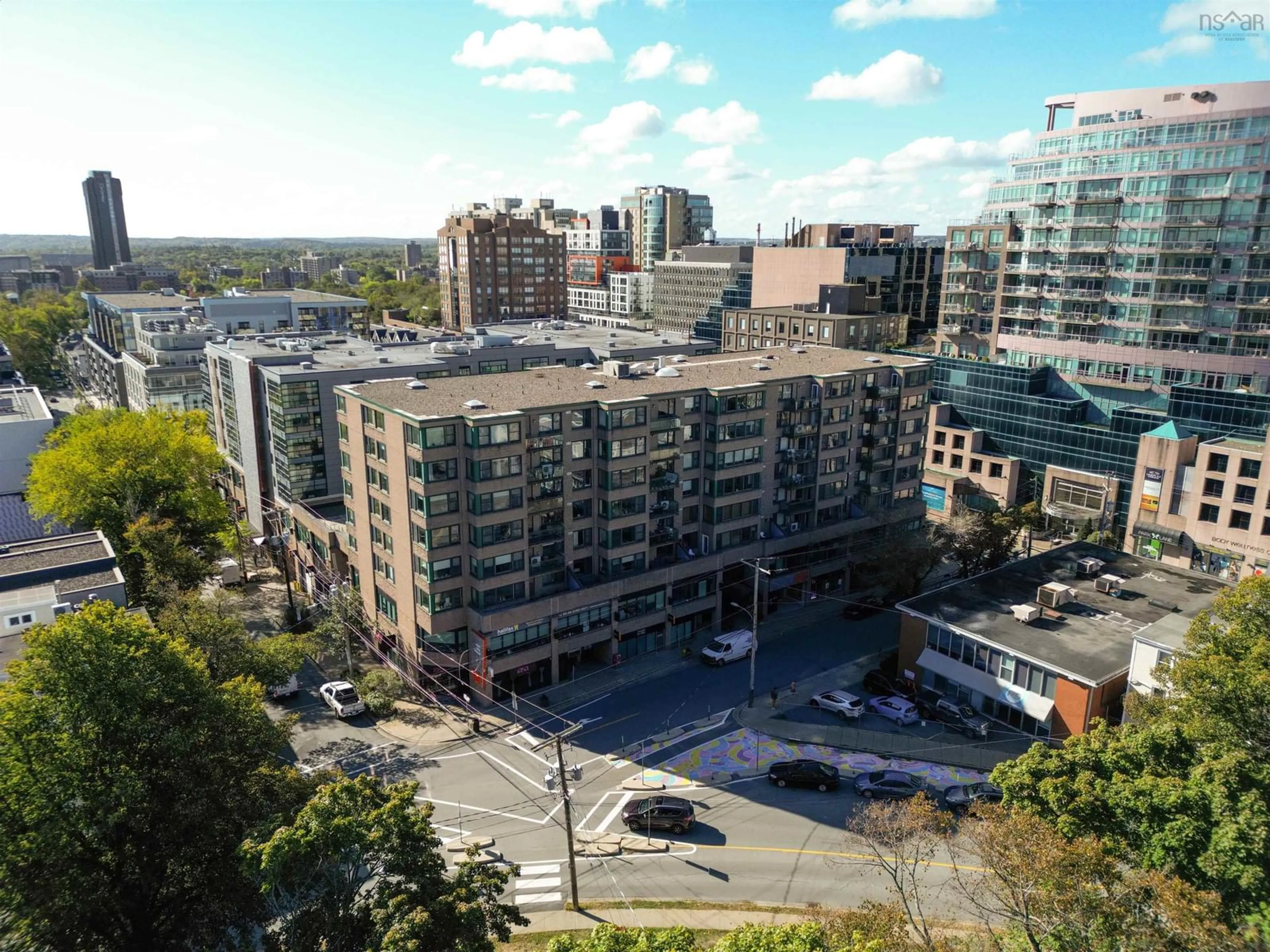 A pic from outside/outdoor area/front of a property/back of a property/a pic from drone, city buildings view from balcony for 5530 Artillery Pl #301, Halifax Nova Scotia B3J 1J3