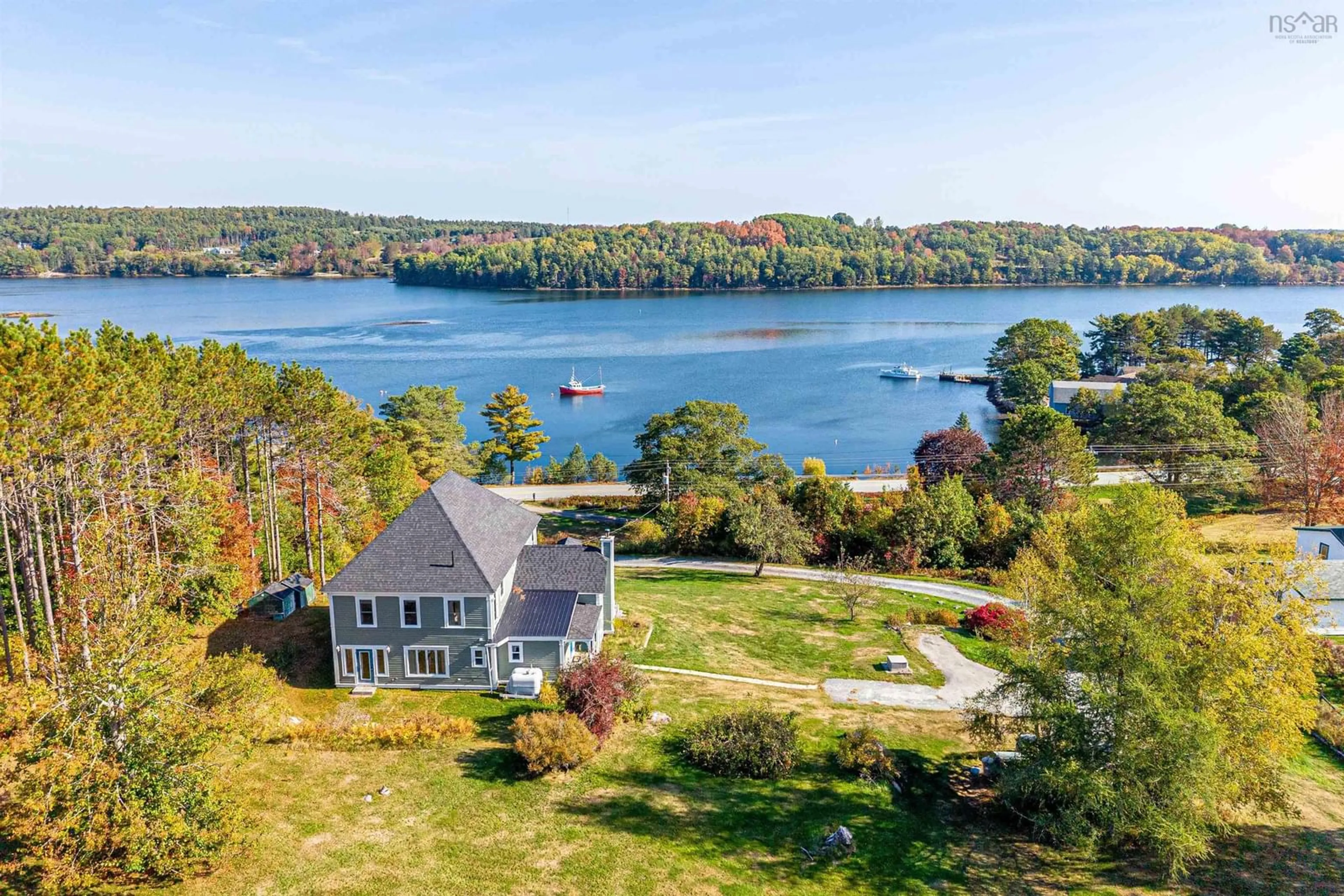 A pic from outside/outdoor area/front of a property/back of a property/a pic from drone, water/lake/river/ocean view for 1852 Highway 331 Hwy, West Lahave Nova Scotia B0R 1G0