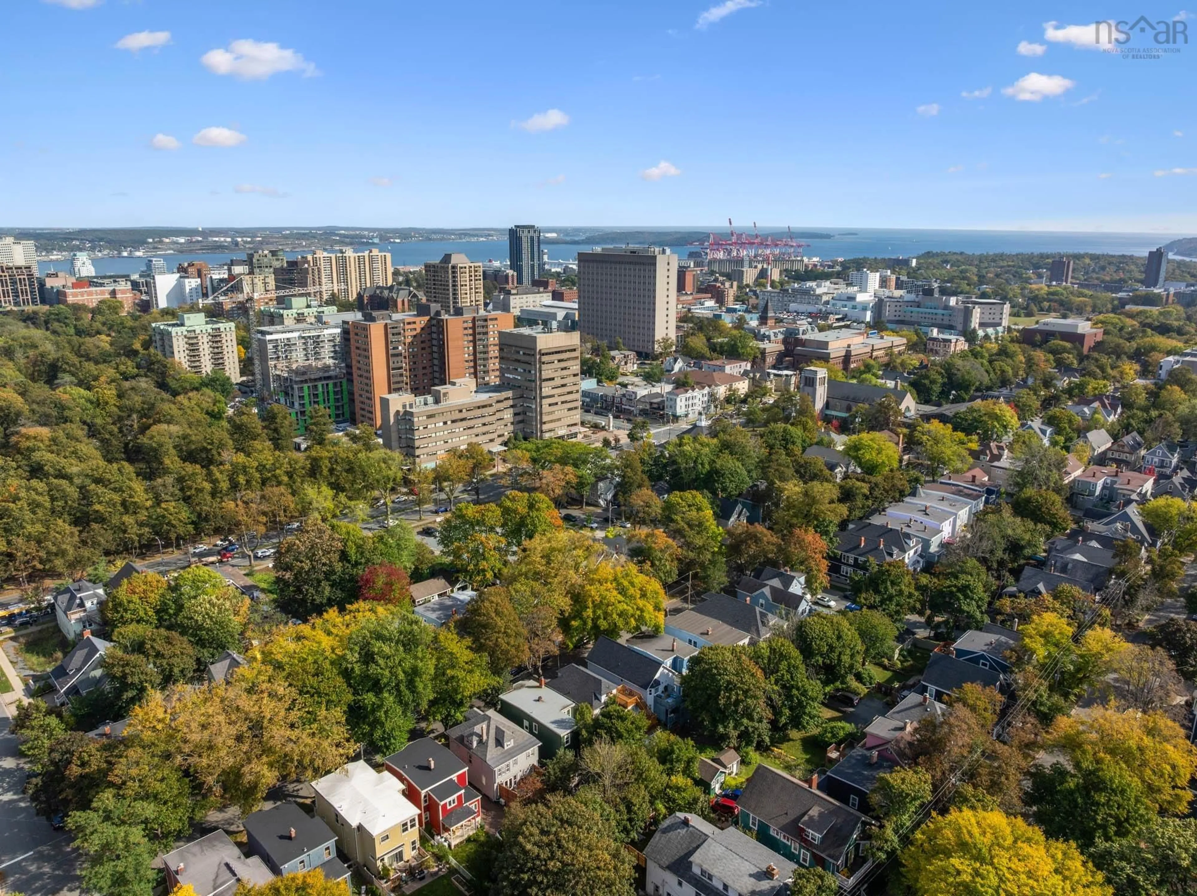A pic from outside/outdoor area/front of a property/back of a property/a pic from drone, city buildings view from balcony for 1620 Edward St, Halifax Nova Scotia B3H 3J1