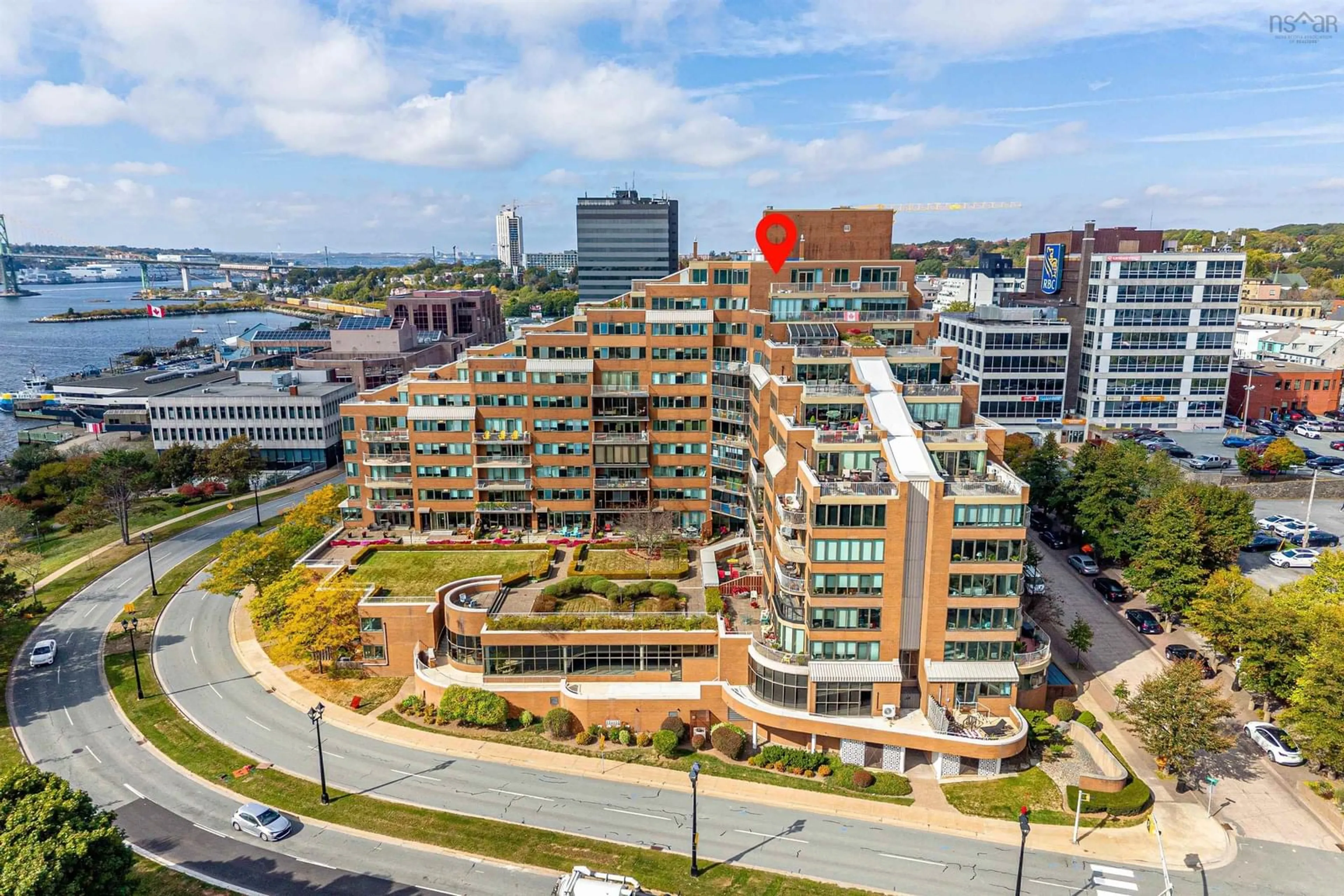 A pic from outside/outdoor area/front of a property/back of a property/a pic from drone, city buildings view from balcony for 1 Prince St #PH2, Dartmouth Nova Scotia B2Y 4L3