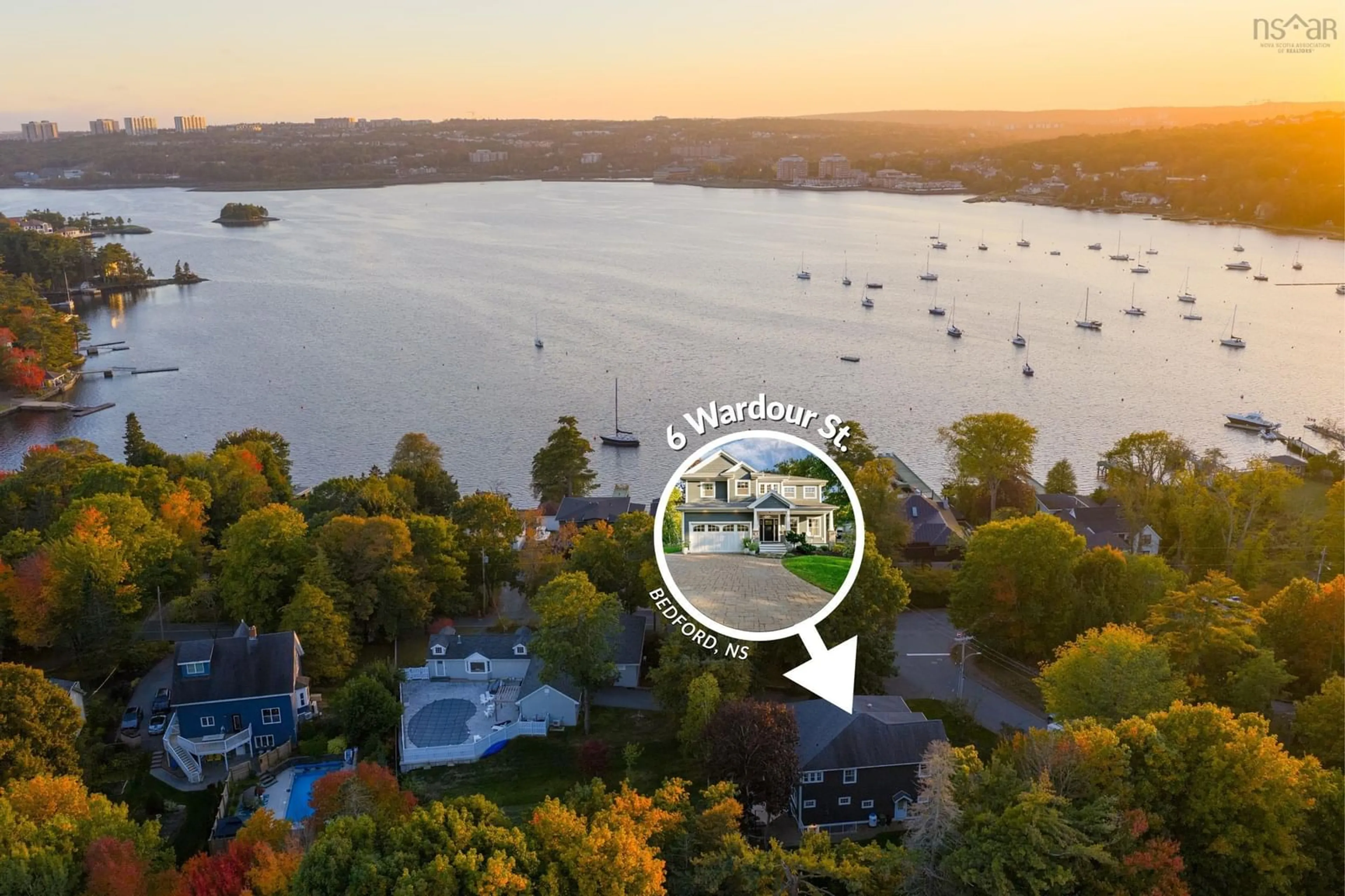 A pic from outside/outdoor area/front of a property/back of a property/a pic from drone, water/lake/river/ocean view for 6 Wardour St, Bedford Nova Scotia B4A 2E4