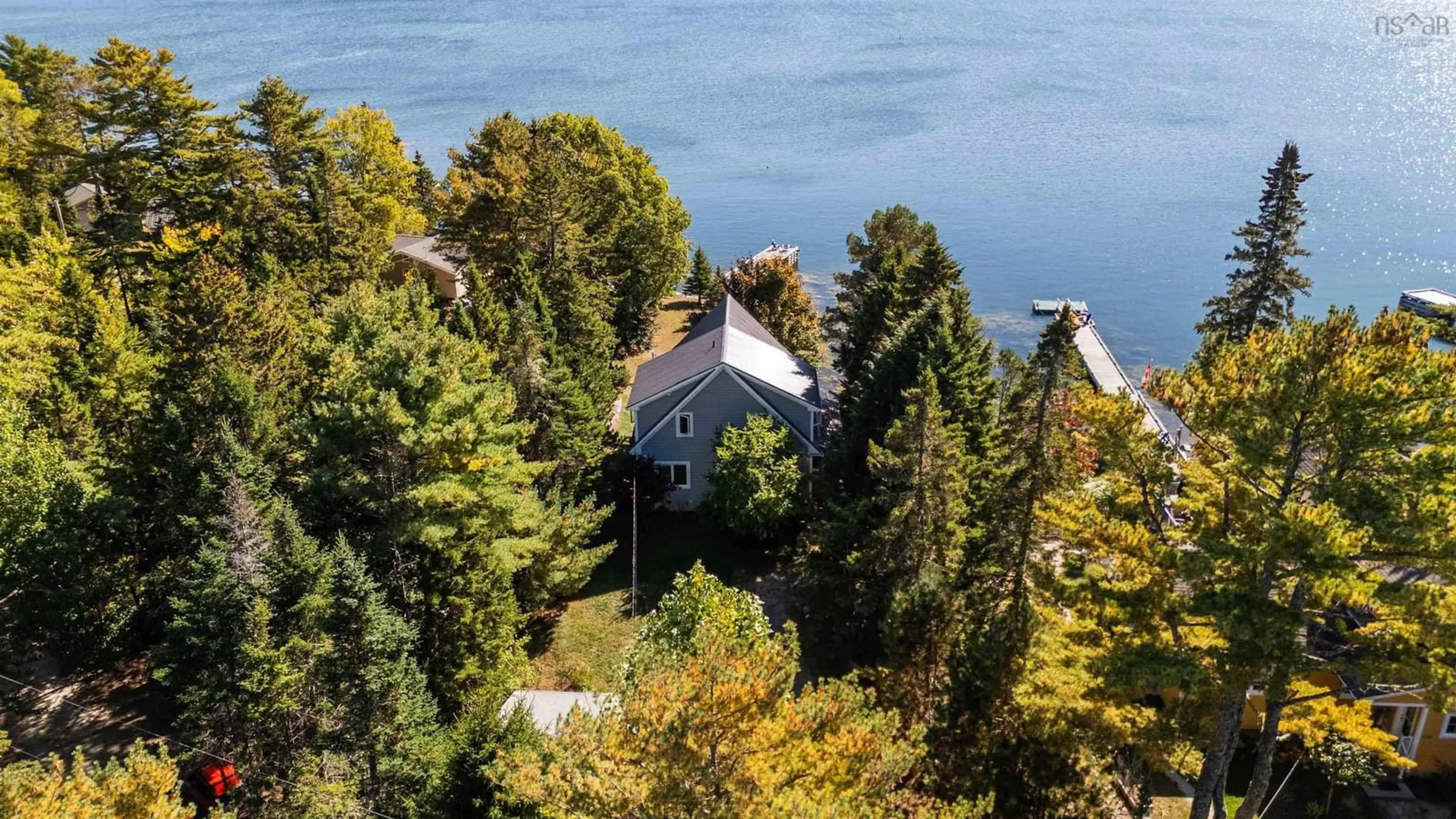 A pic from outside/outdoor area/front of a property/back of a property/a pic from drone, water/lake/river/ocean view for 135 Borgalds Shore Dr, Chester Basin Nova Scotia B0J 1K0