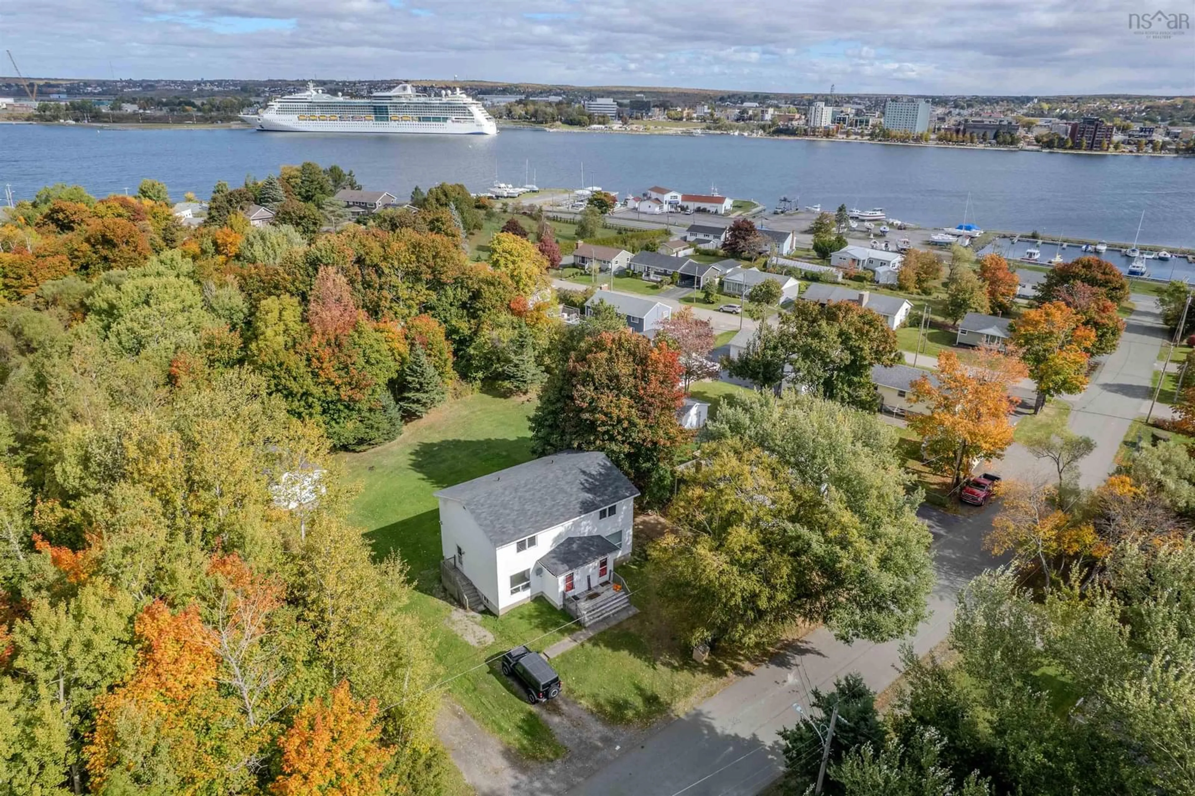 A pic from outside/outdoor area/front of a property/back of a property/a pic from drone, water/lake/river/ocean view for 50/52 Myrtle St, Westmount Nova Scotia B1L 1A7
