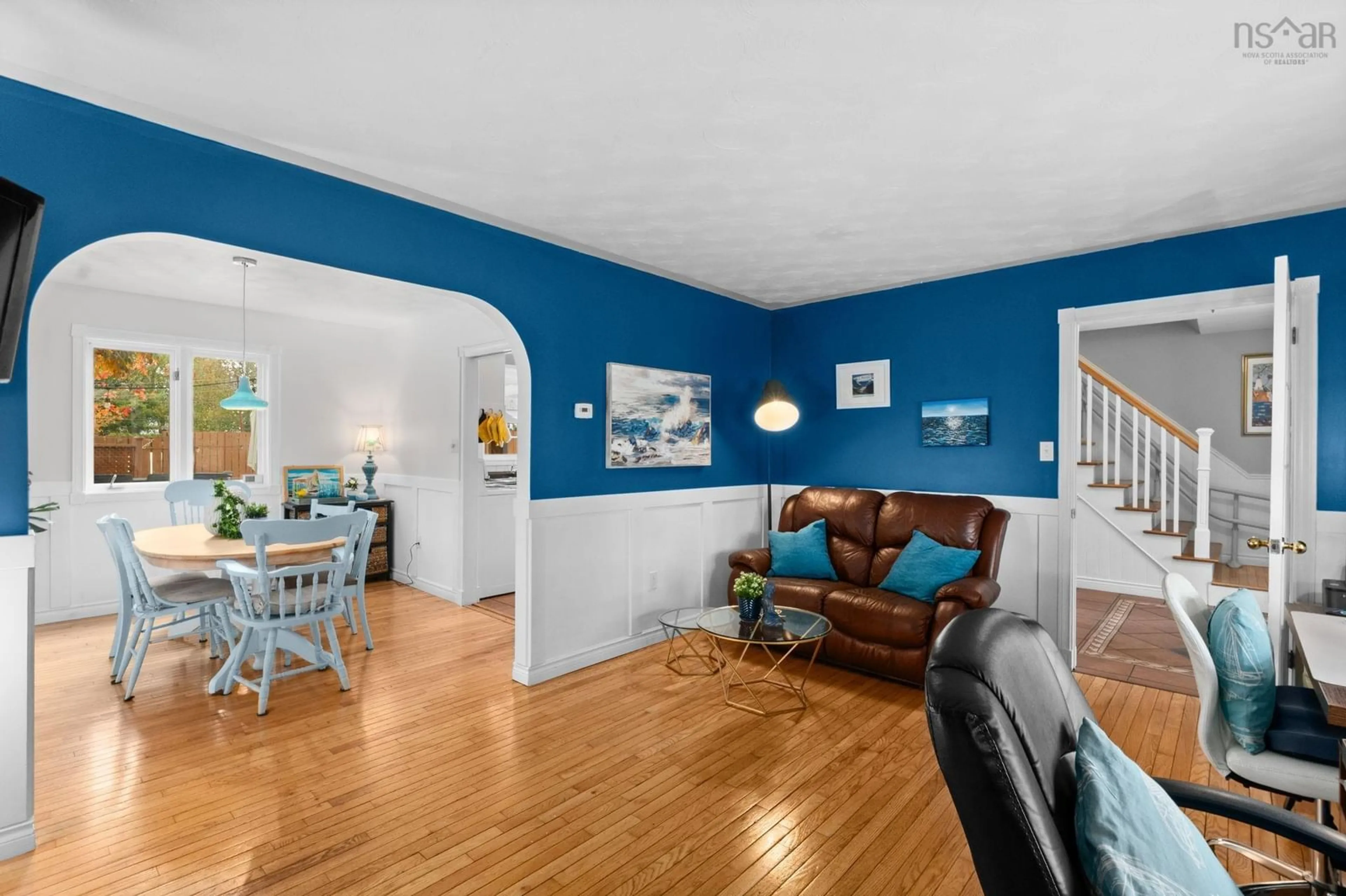 Living room with furniture, wood/laminate floor for 7 Sexton Crt, Falmouth Nova Scotia B0P 1L0