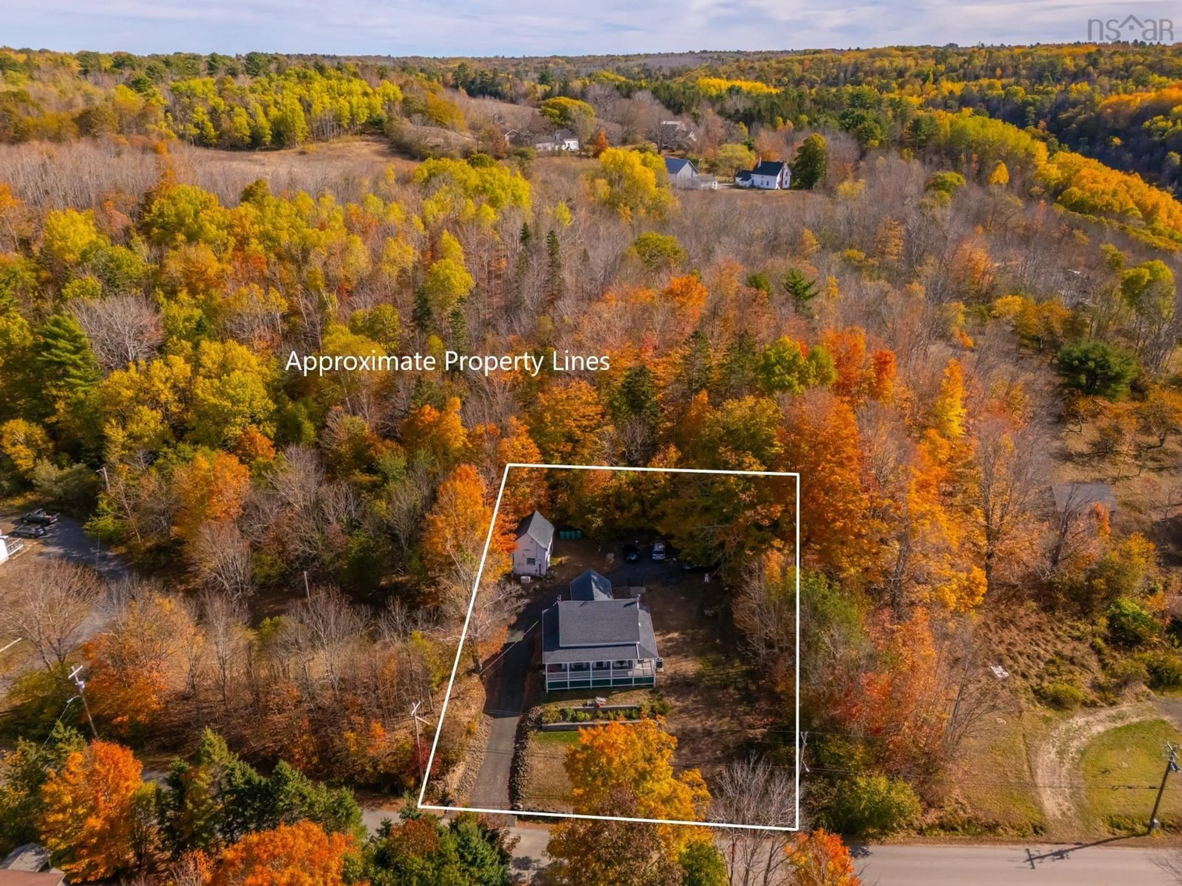 A pic from outside/outdoor area/front of a property/back of a property/a pic from drone, forest/trees view for 40 Chute Road, Bear River Nova Scotia B0S 1B0