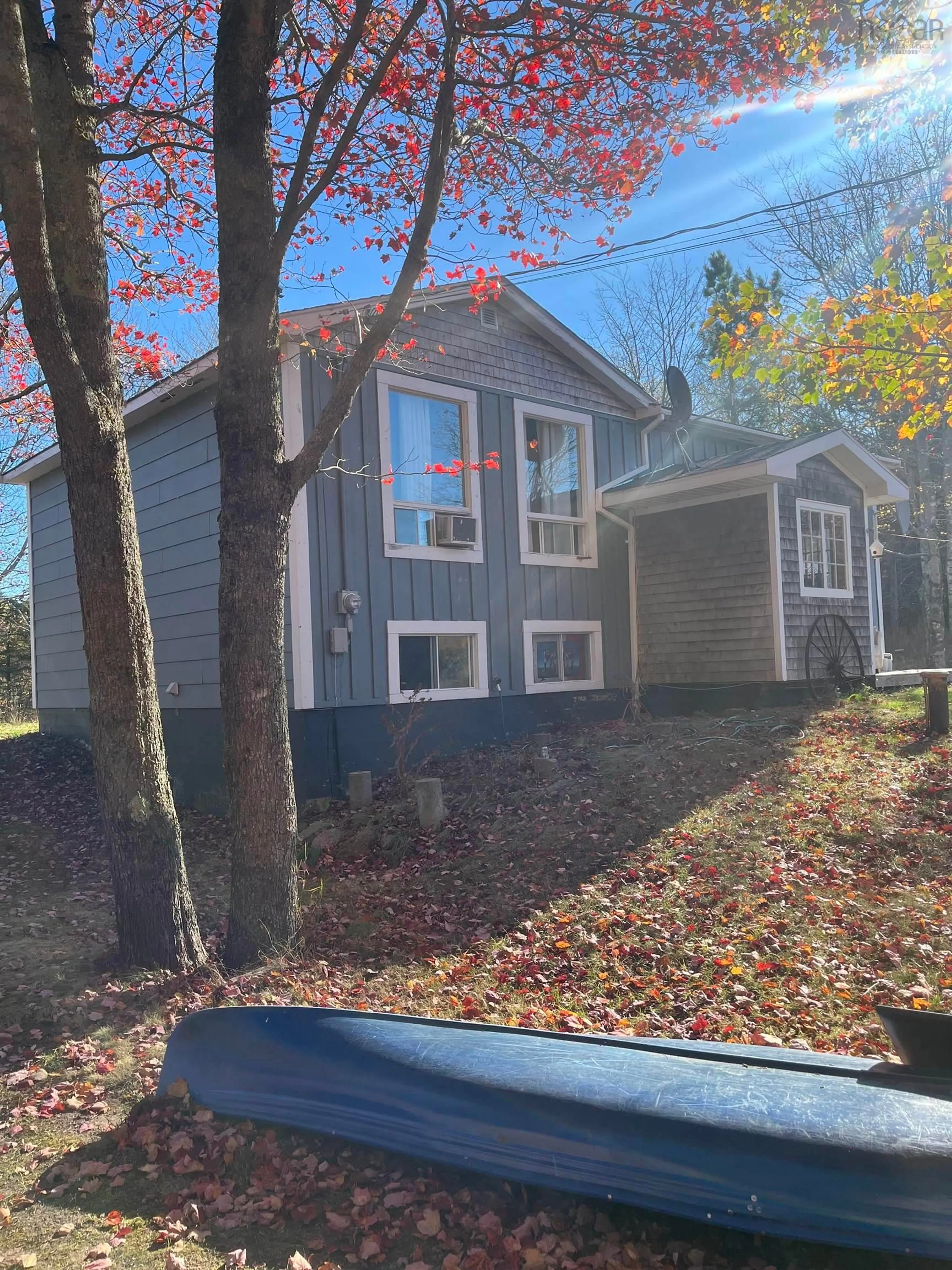 Home with vinyl exterior material, street for 1496 Hampton Mountain Rd, Hampton Nova Scotia B0S 1L0