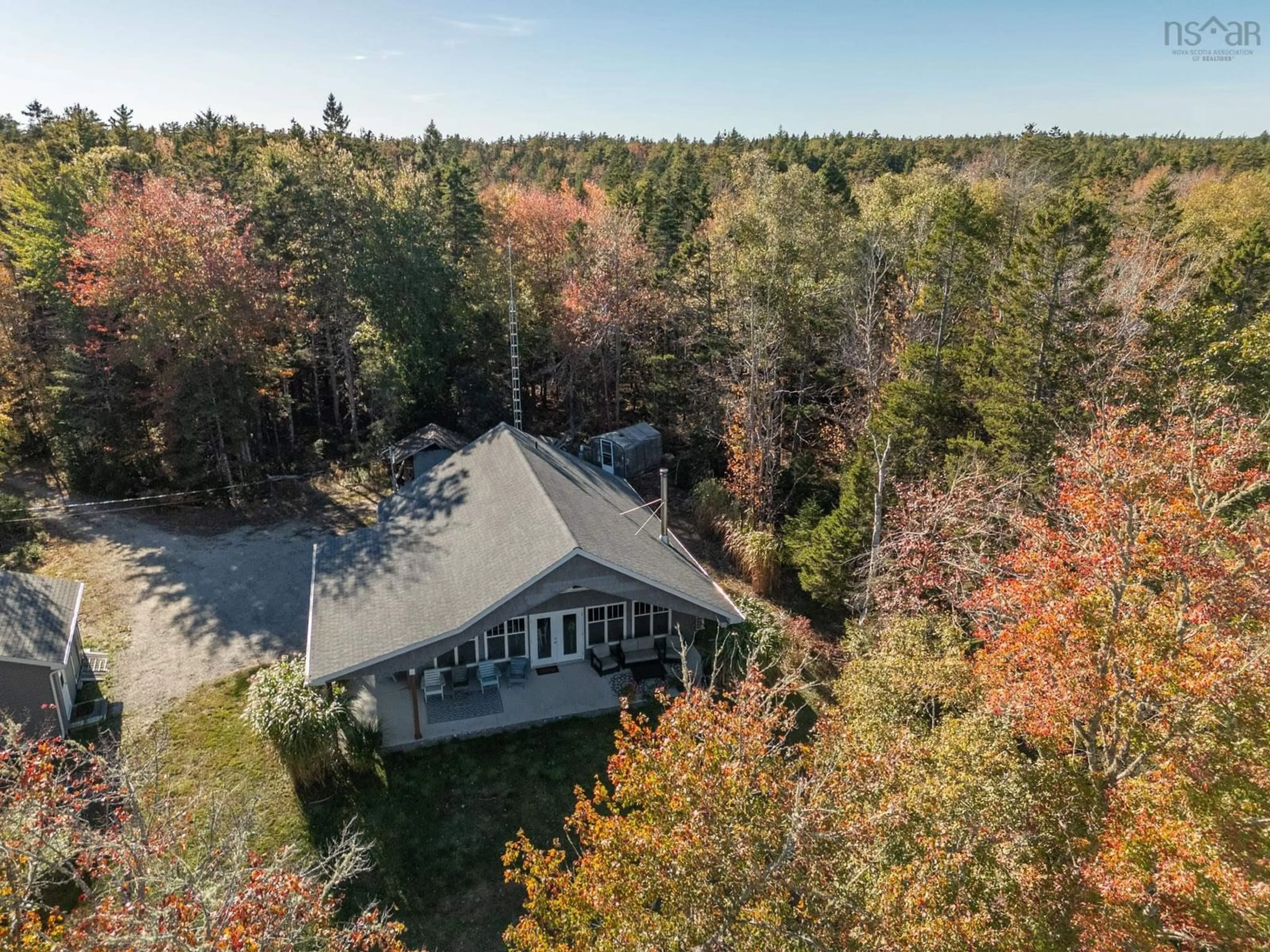 A pic from outside/outdoor area/front of a property/back of a property/a pic from drone, forest/trees view for 72 Kegeshook Lane, East Quinan Nova Scotia B0W 1H0